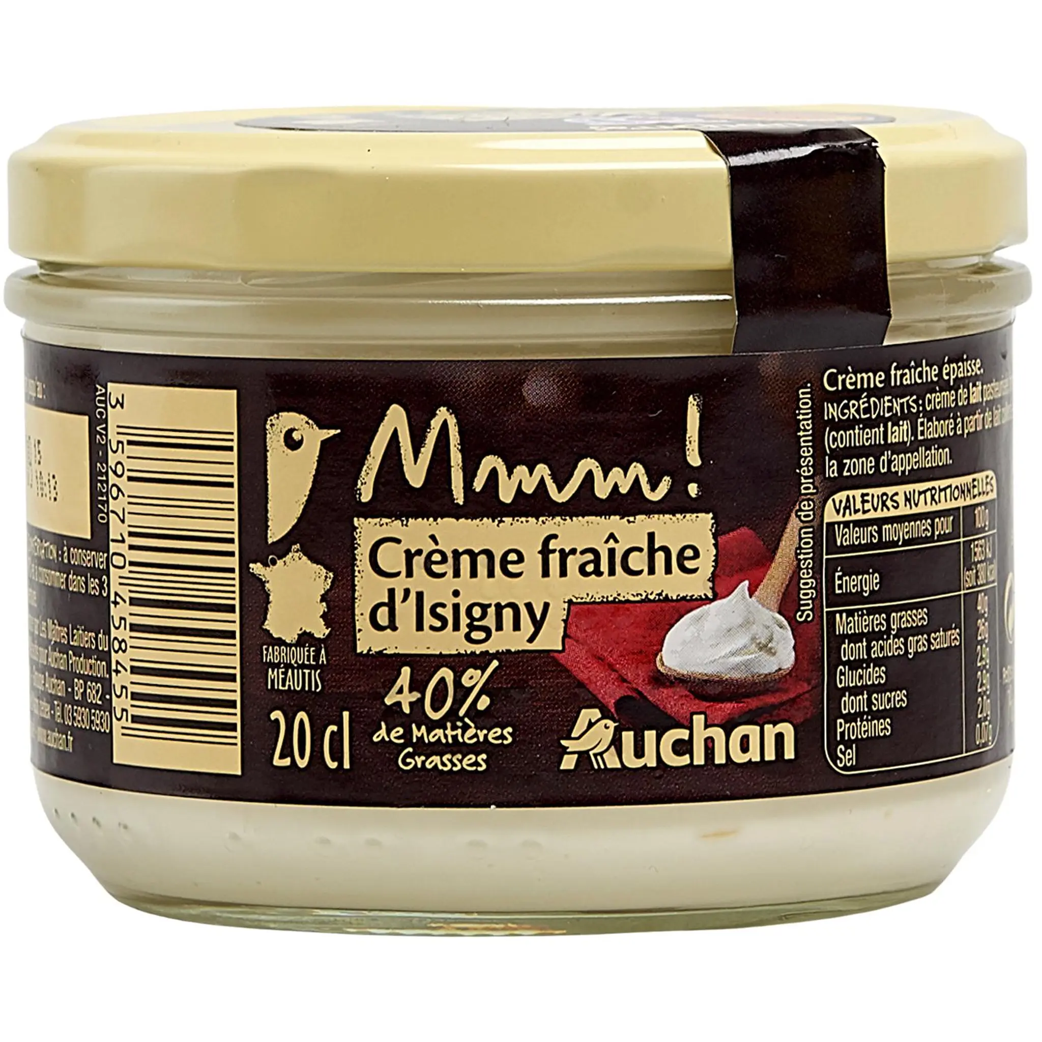 AUCHAN TERROIR Crème fraîche épaisse d'Isigny AOP 40%MG