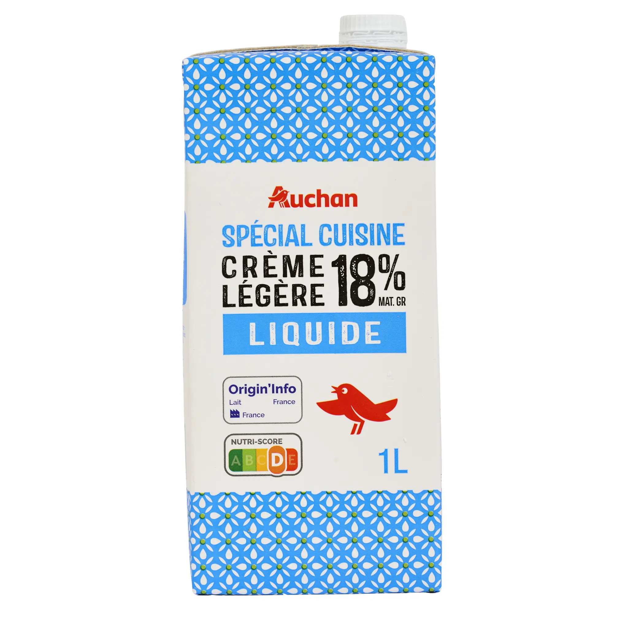 AUCHAN Crème semi-épaisse légère 18%MG