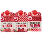 AUCHAN Crème semi-épaisse entière 30% MG UHT