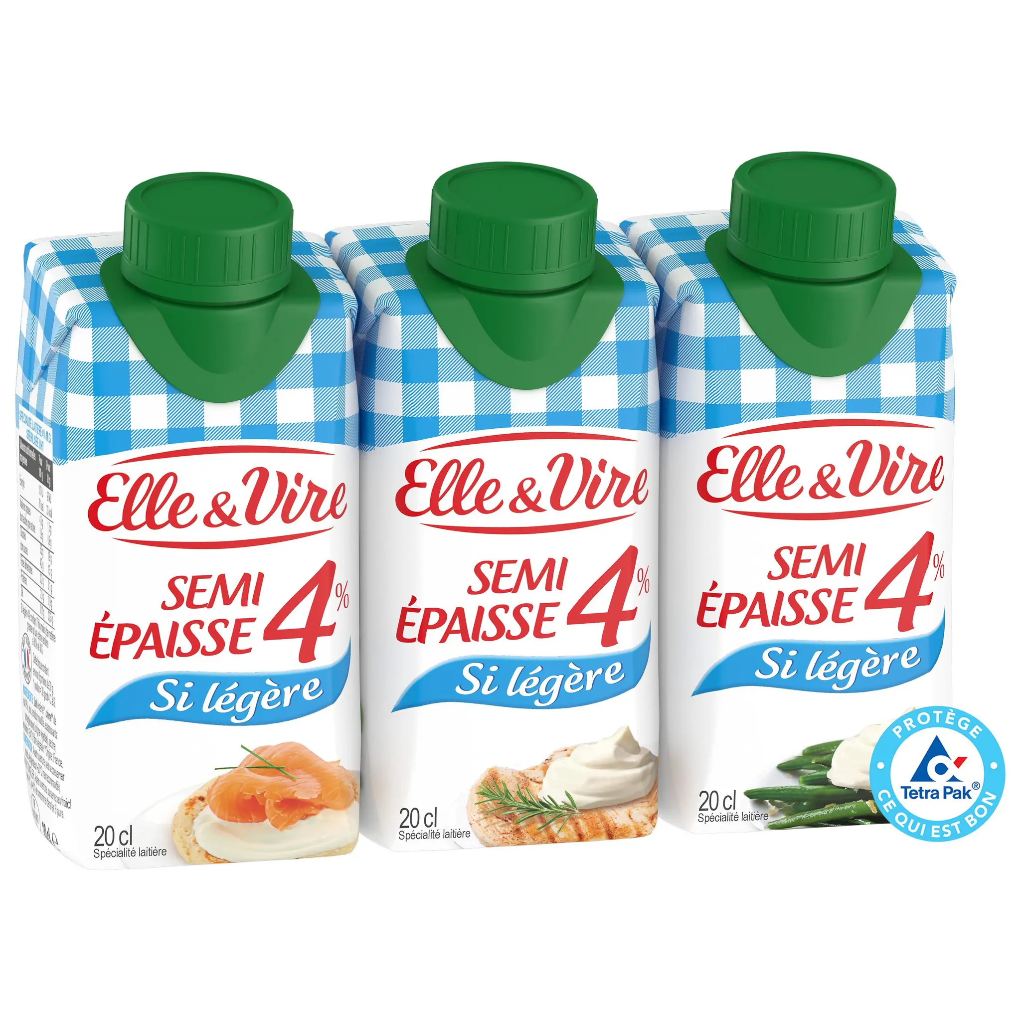 ELLE & VIRE Crème semi-épaisse légère 4% MG UHT
