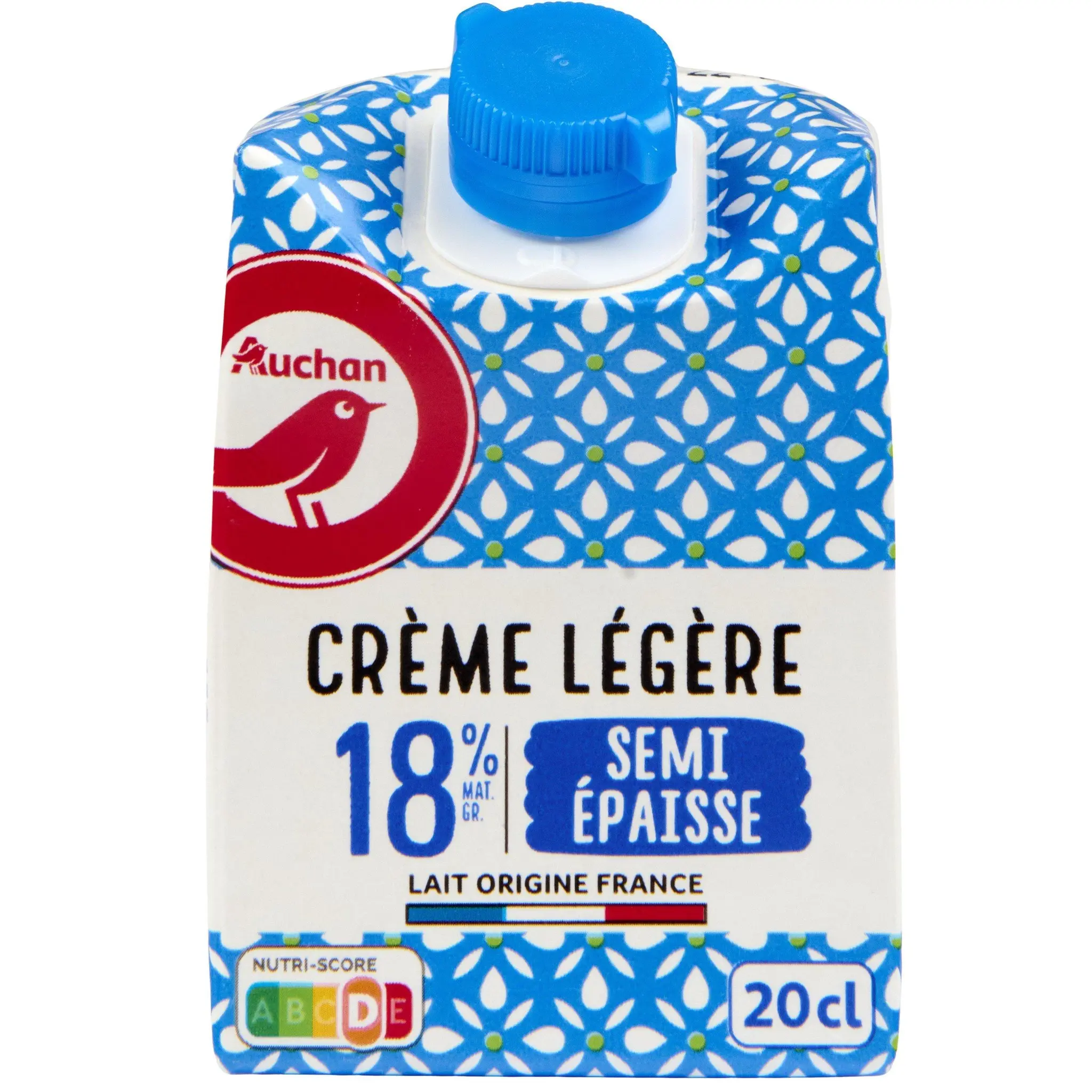 AUCHAN Crème légère semi épaisse 18%MG