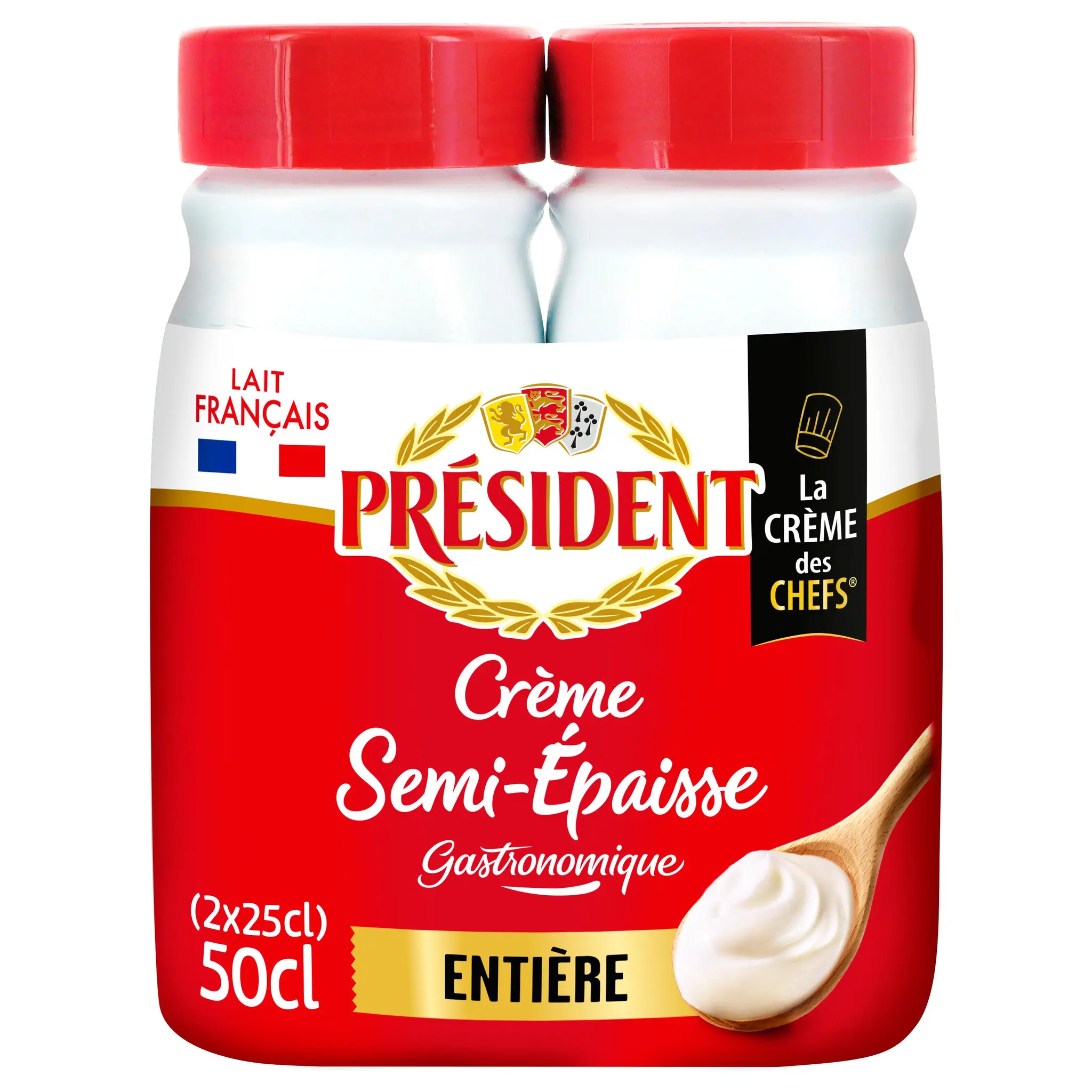 PRESIDENT Crème semi-épaisse entière gastronomique 30% MG UHT