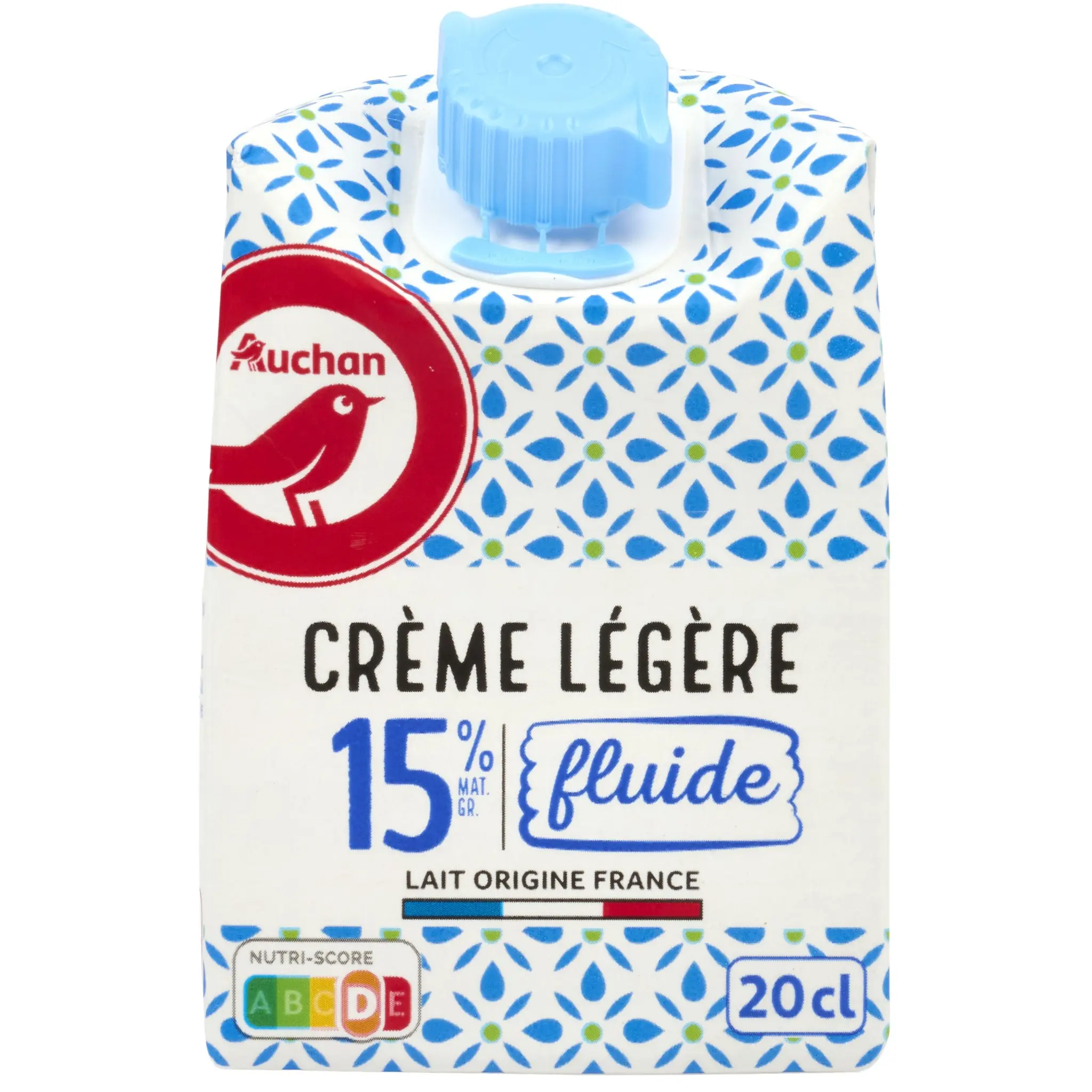 AUCHAN Crème légère fluide 15%MG