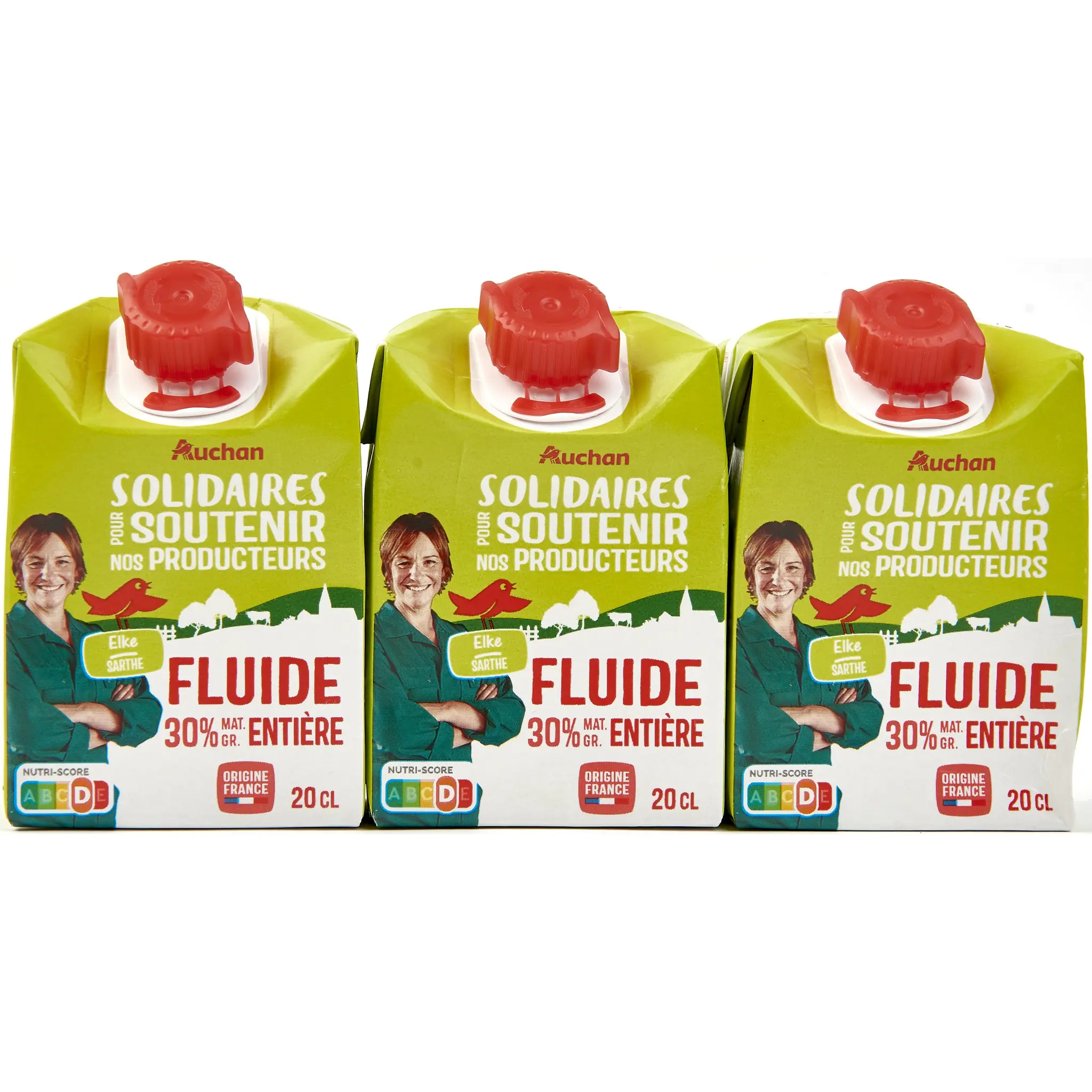 AUCHAN SOLIDAIRES CULTIVONS LE BON Crème fluide entière 30%MG UHT