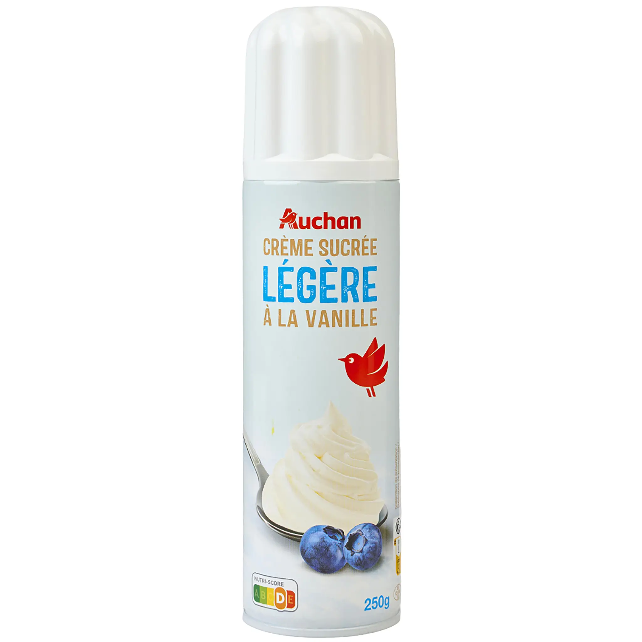 AUCHAN Crème fouettée légère sucrée à la vanille 20% MG UHT