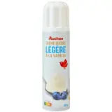 AUCHAN Crème fouettée légère sucrée à la vanille 20% MG UHT