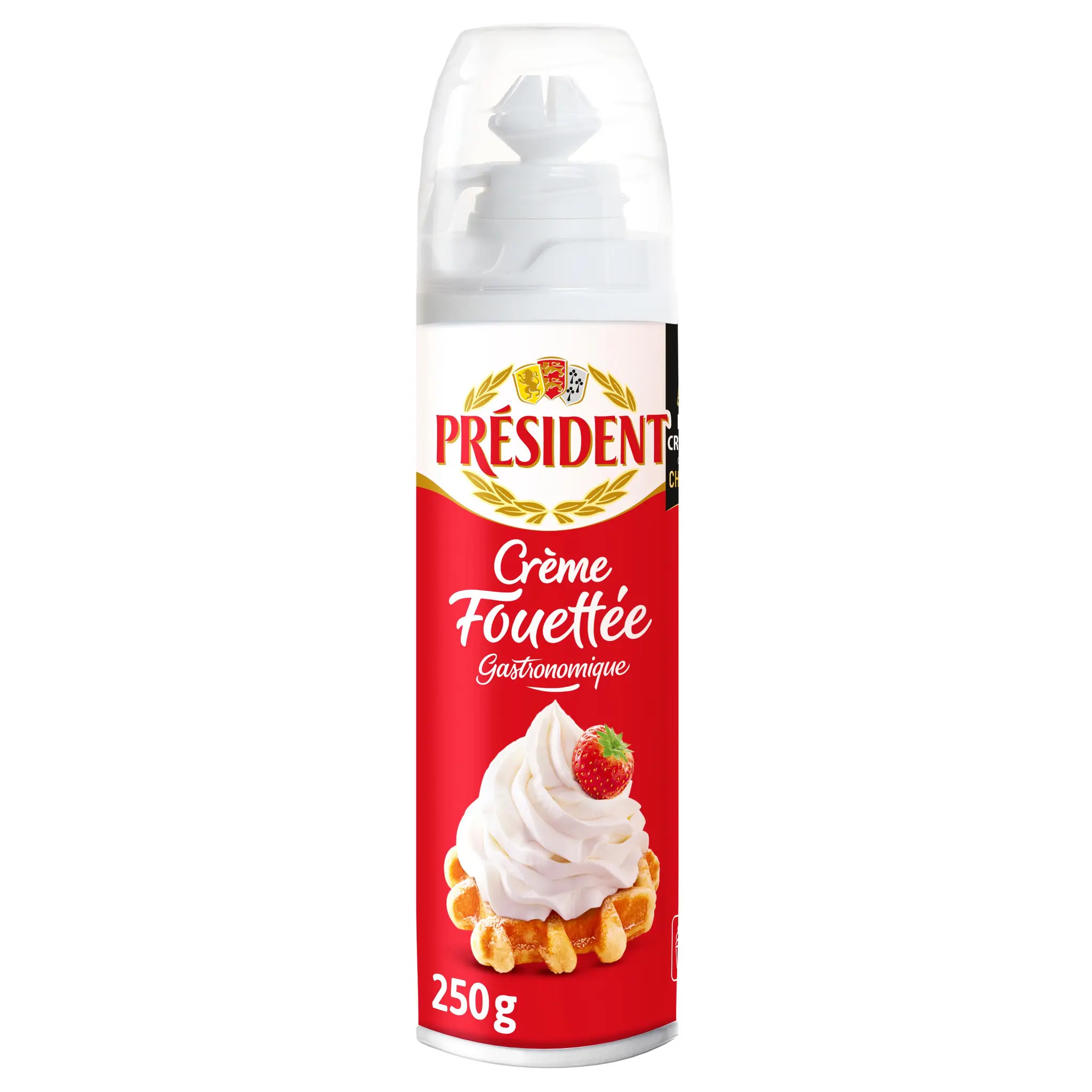 PRESIDENT Crème fouettée ferme et onctueuse en bombe UHT