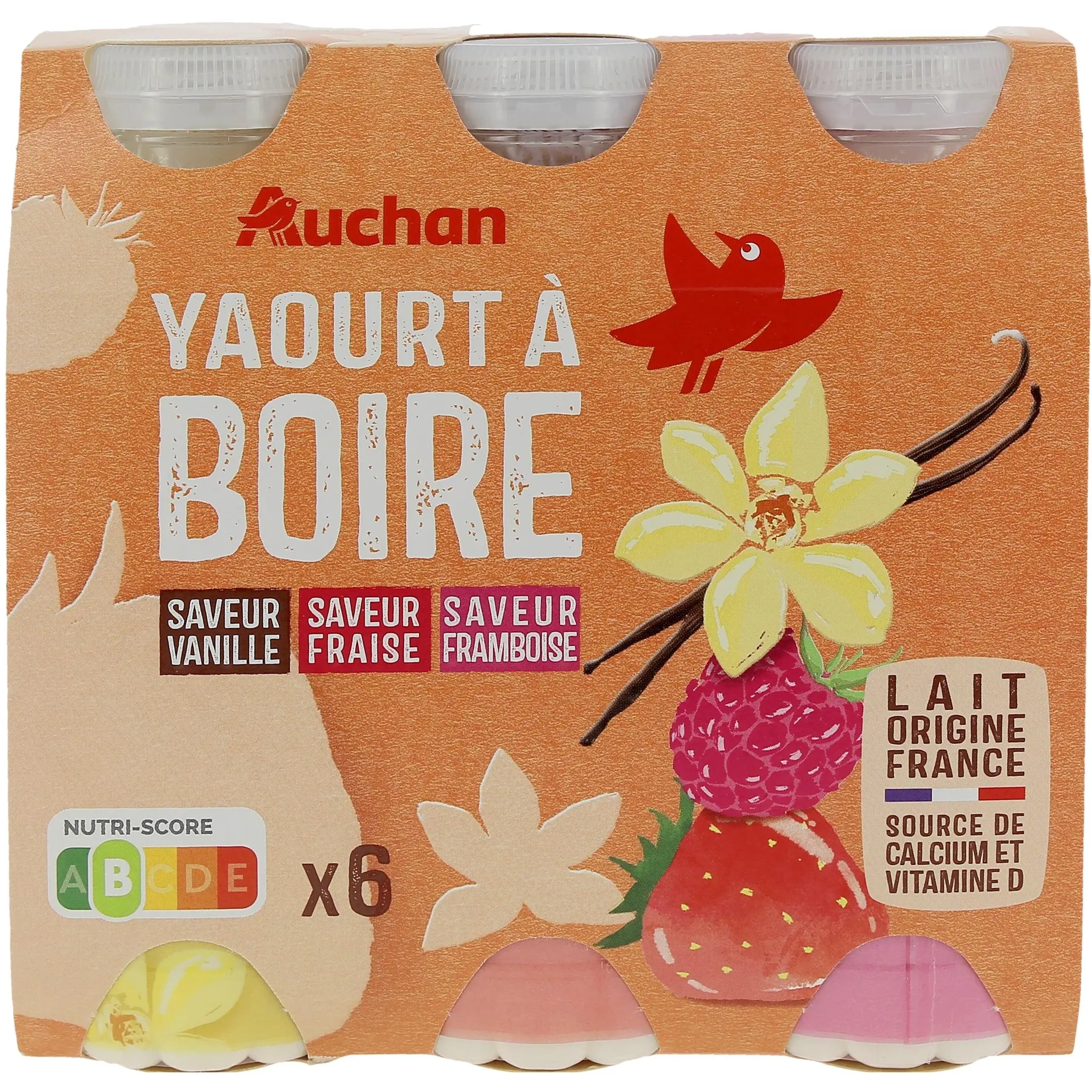 AUCHAN Yaourt à boire panaché