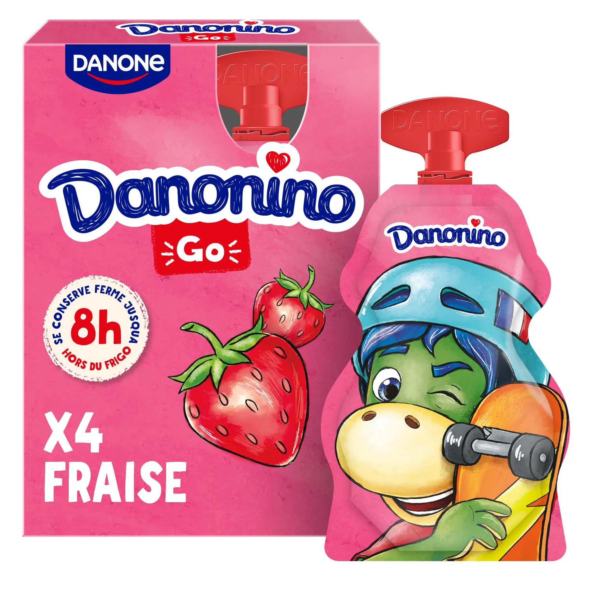 DANONINO Yaourt à boire fraise en gourde