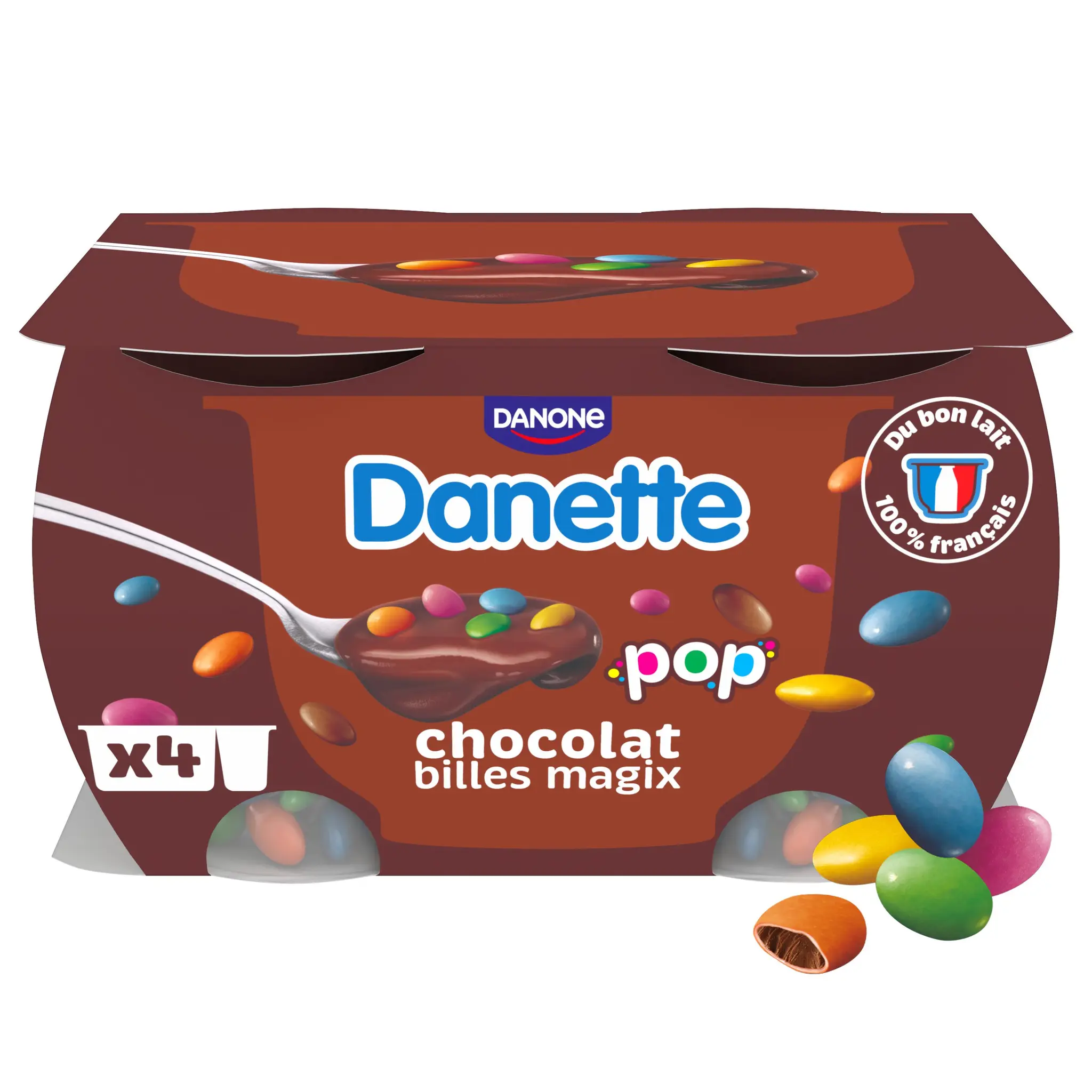 DANETTE POP - Crème dessert chocolat et billes magix