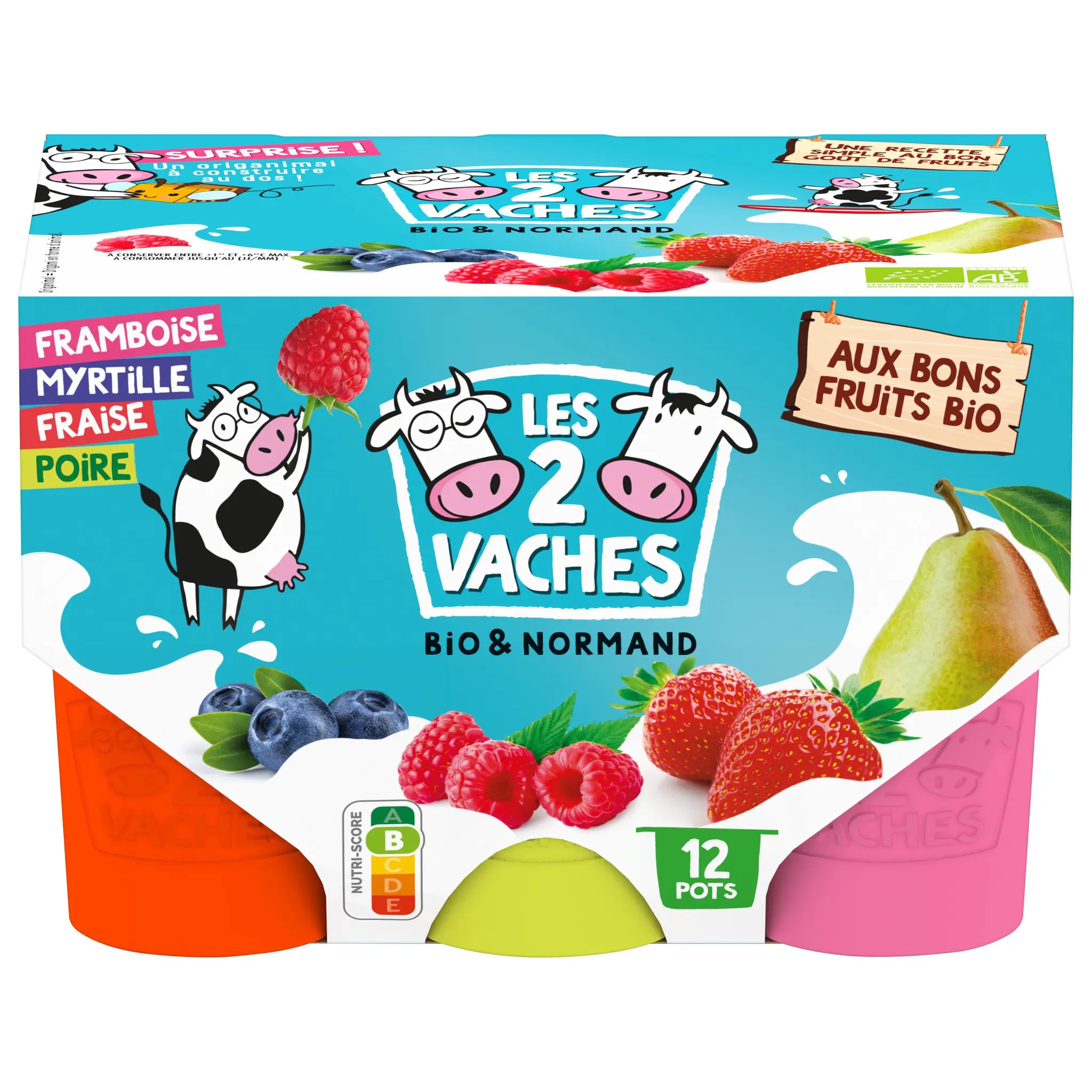 LES 2 VACHES Petits suisses aux fruits bio