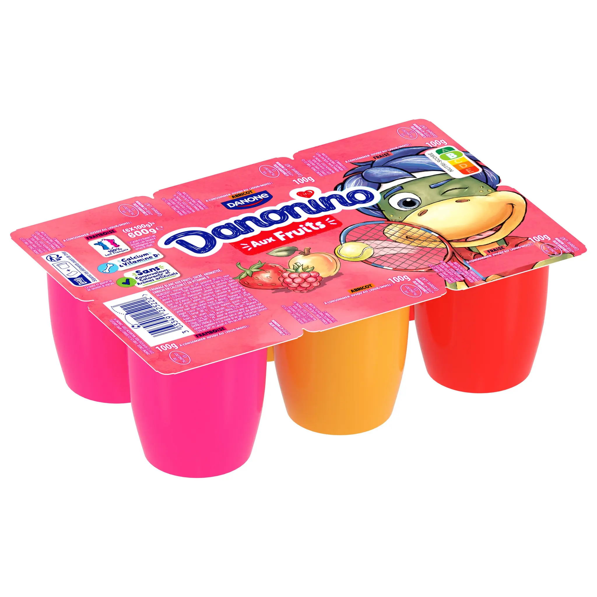 DANONINO Petits suisses fraise framboise abricot