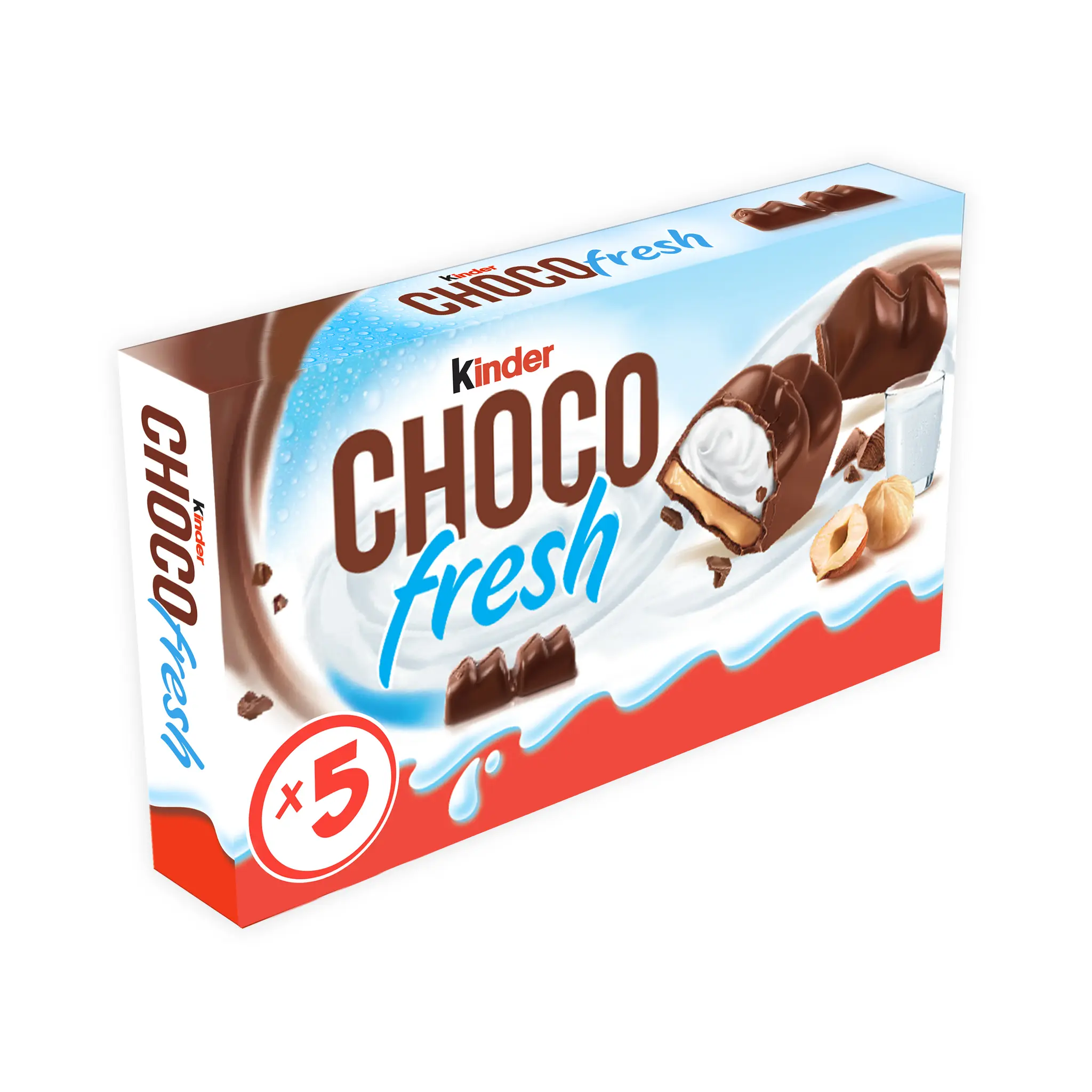 KINDER Chocofresh barres chocolatées fourrées lait et noisette