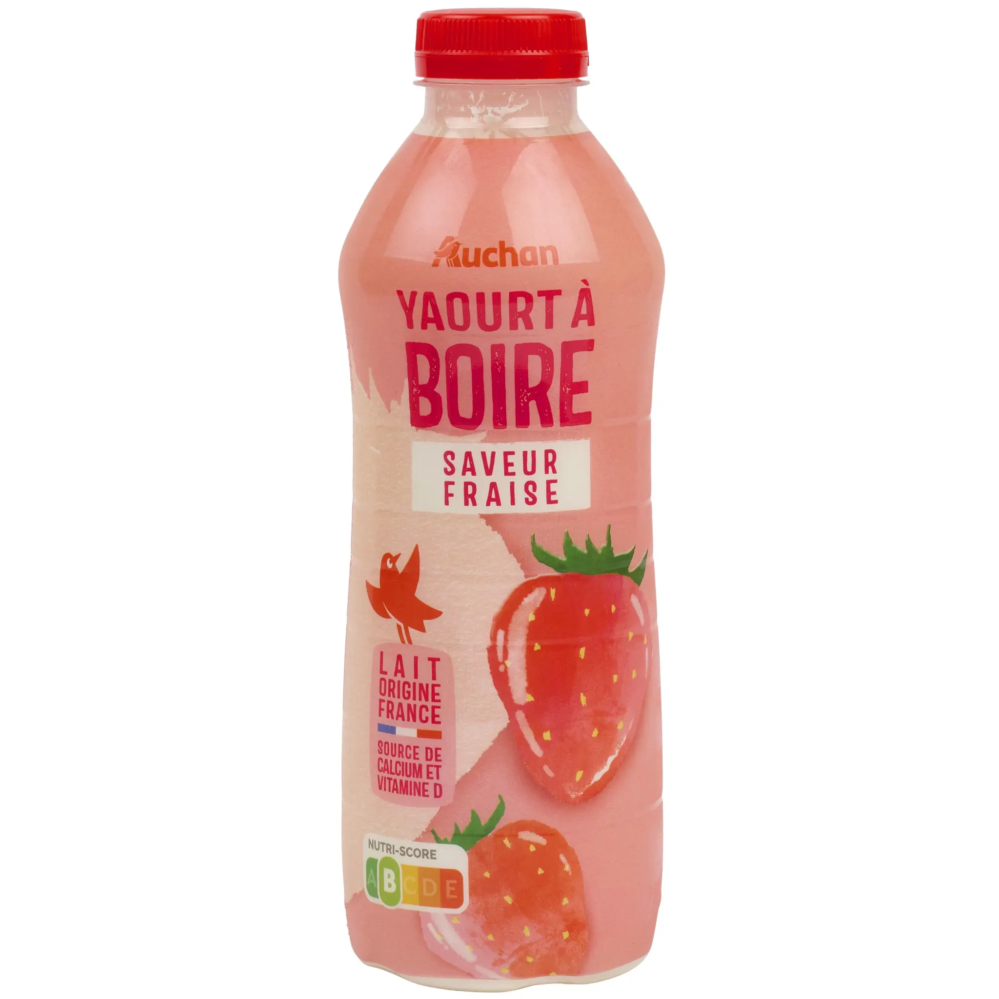 AUCHAN Yaourt à boire saveur fraise