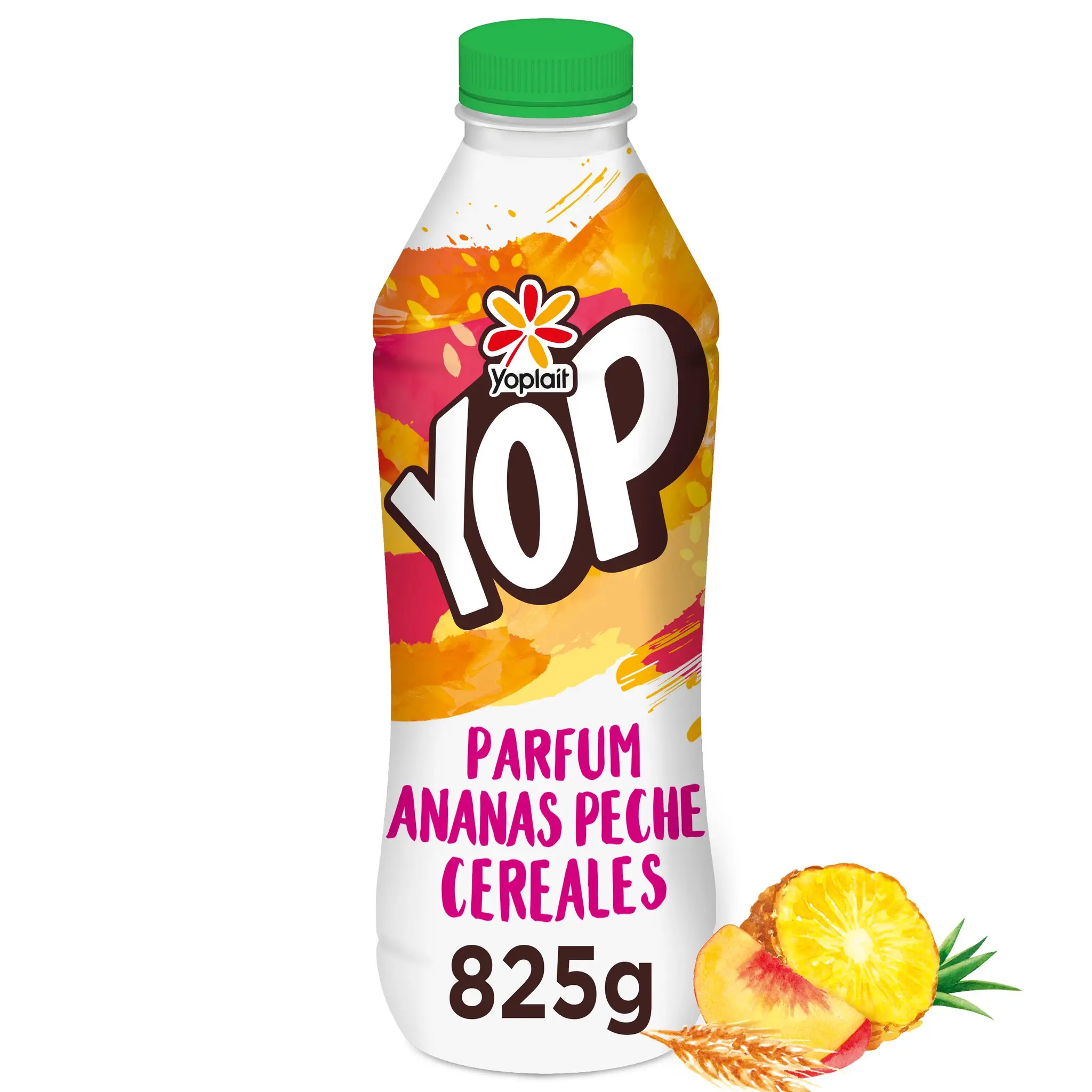 YOP Yaourt à boire à l'ananas à la pêche et céréales