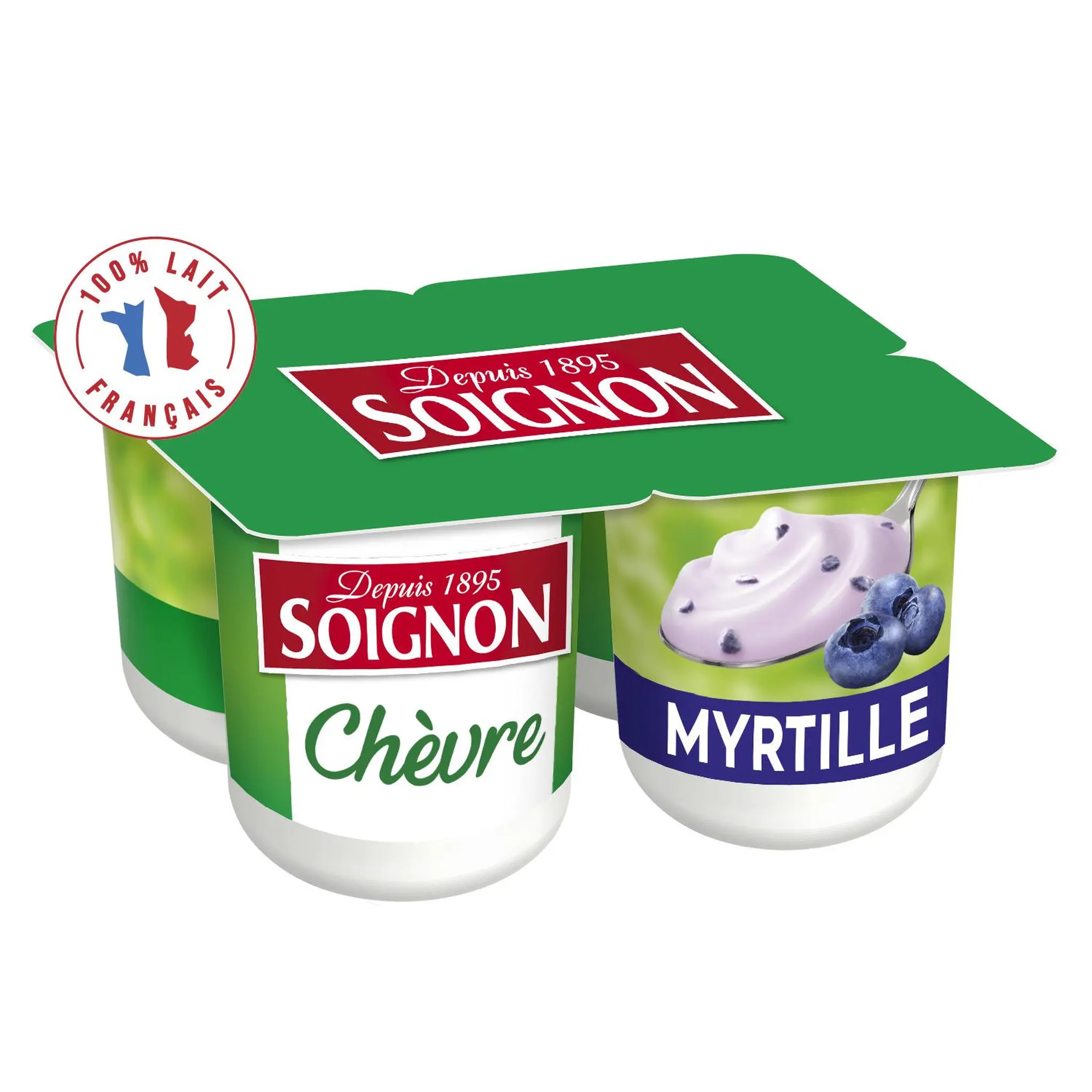 SOIGNON Yaourt brassé aromatisé myrtille au lait de chèvre