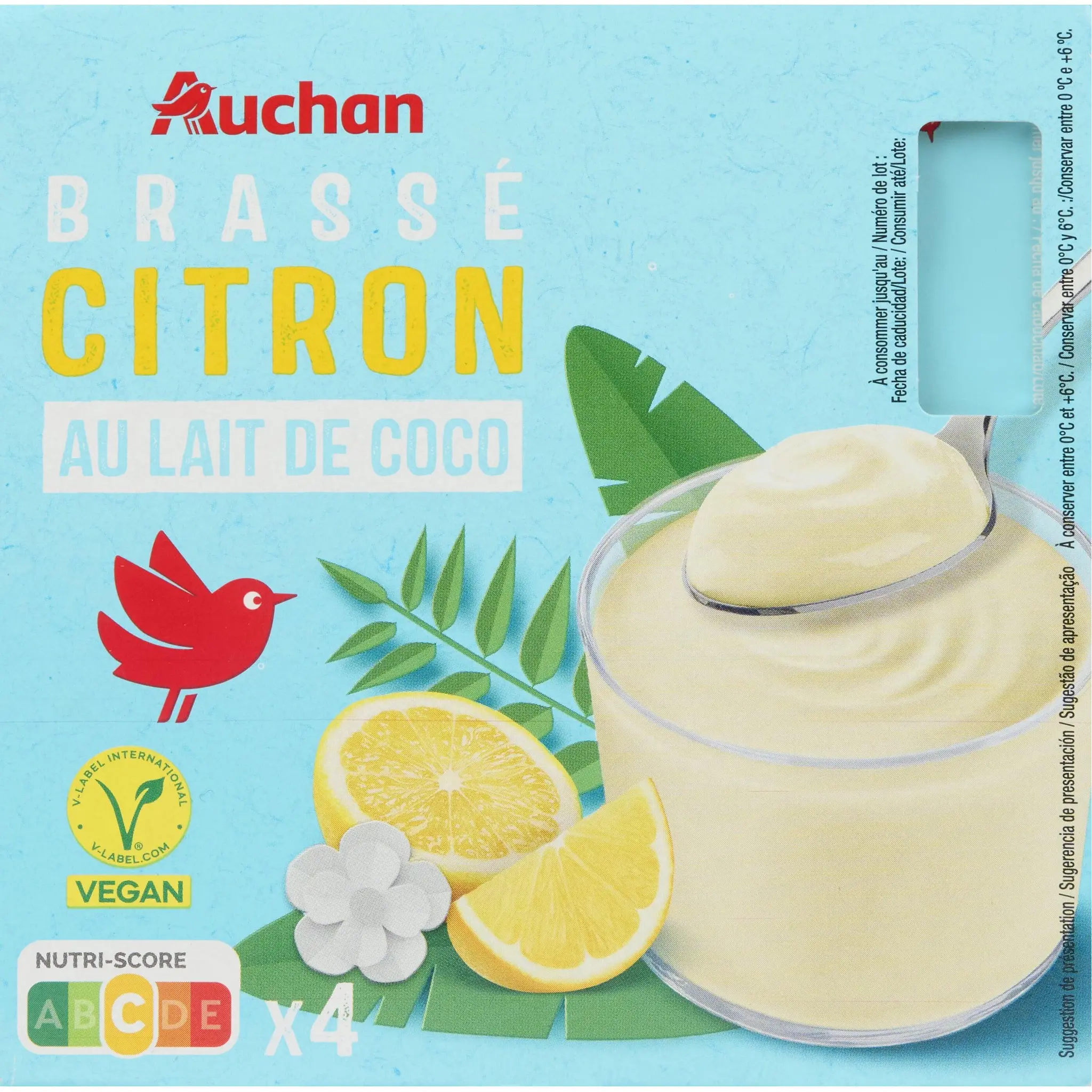 AUCHAN Yaourt végétal brassé au lait de coco saveur citron