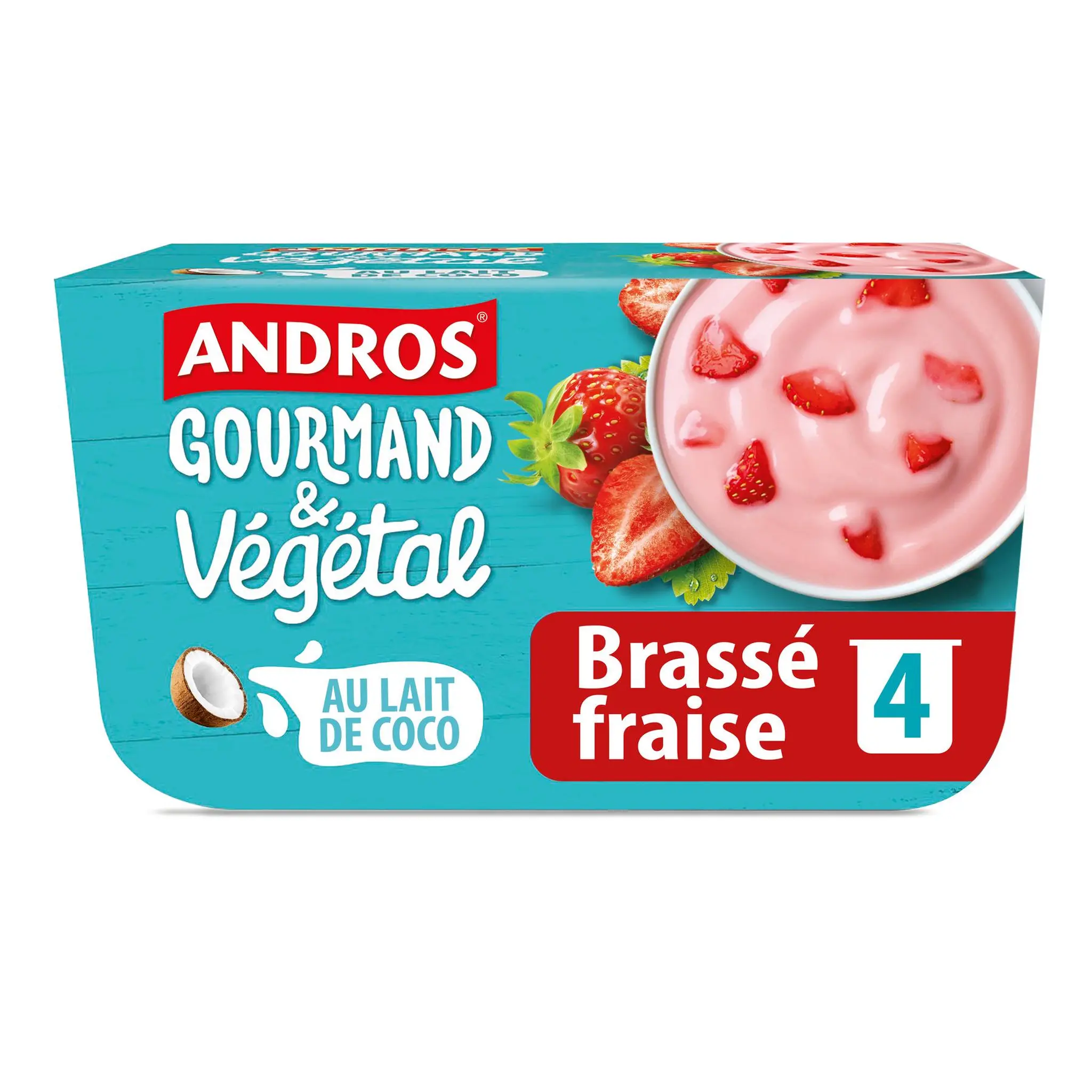 ANDROS Gourmand & Végétal Dessert brassé au lait de coco à la fraise