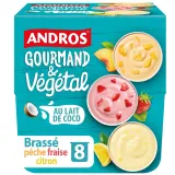 ANDROS Gourmand & Végétal Dessert brassé au lait de coco cerise citron fraise pêche
