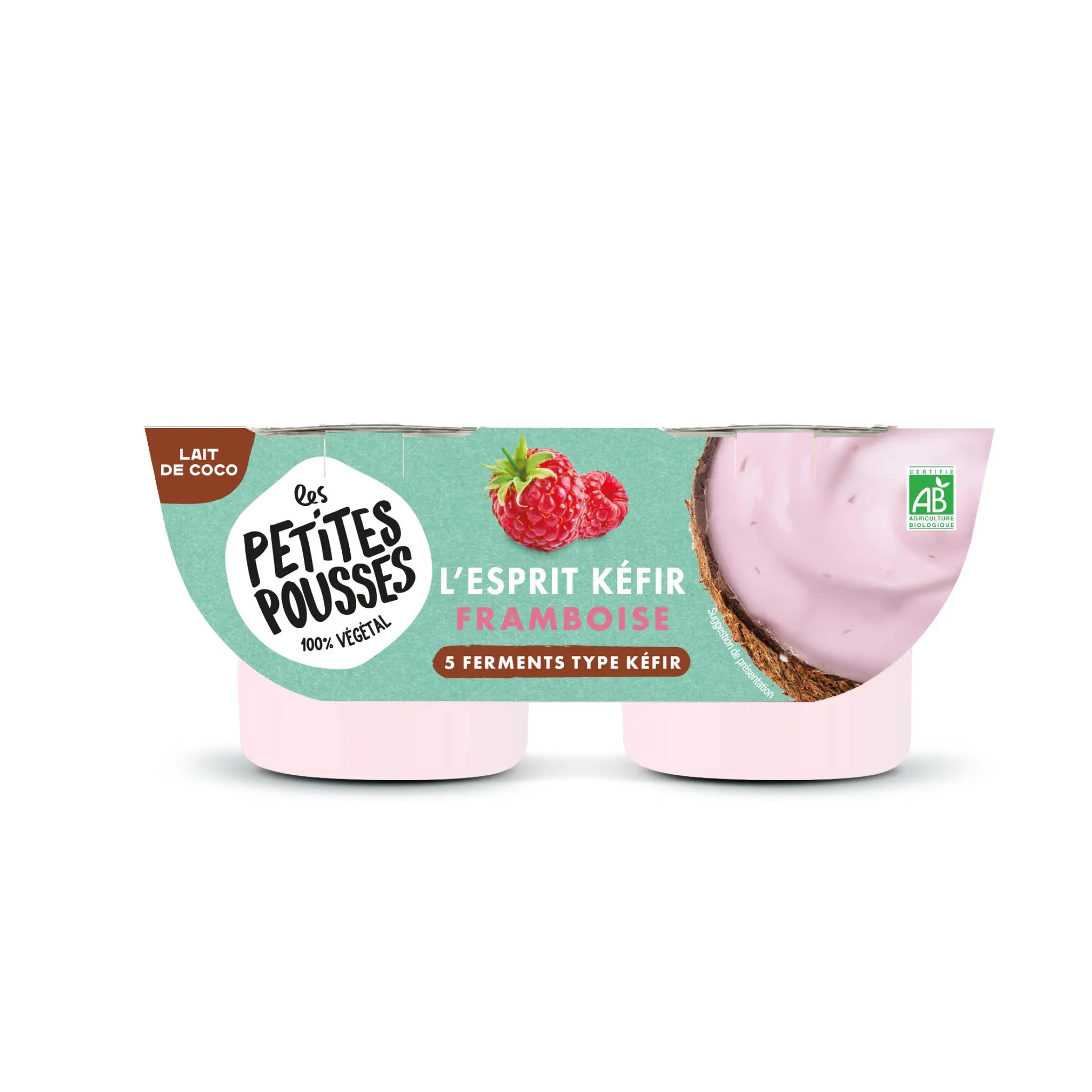 LES PETITES POUSSES Dessert végétal kéfir au lait de coco fermenté à la framboise bio