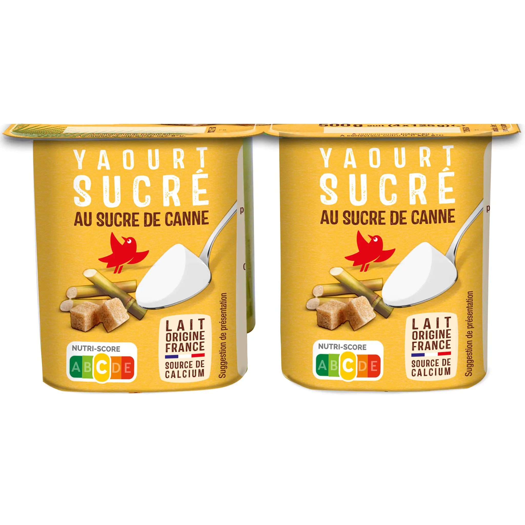 AUCHAN Yaourt nature au sucre de canne