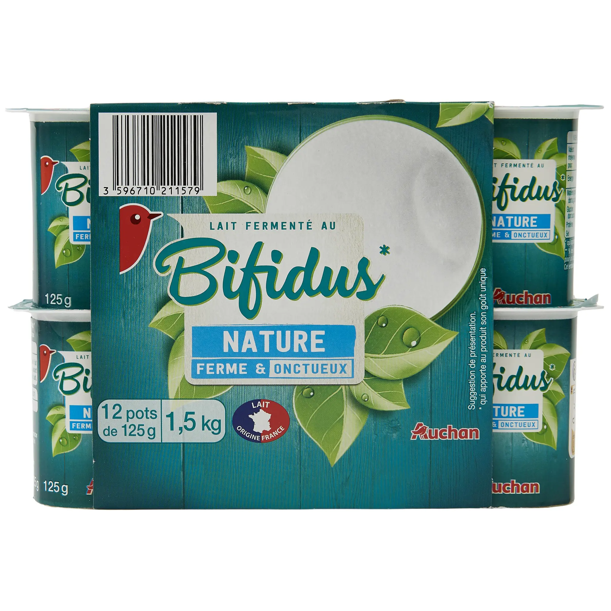 AUCHAN Yaourt au bifidus nature