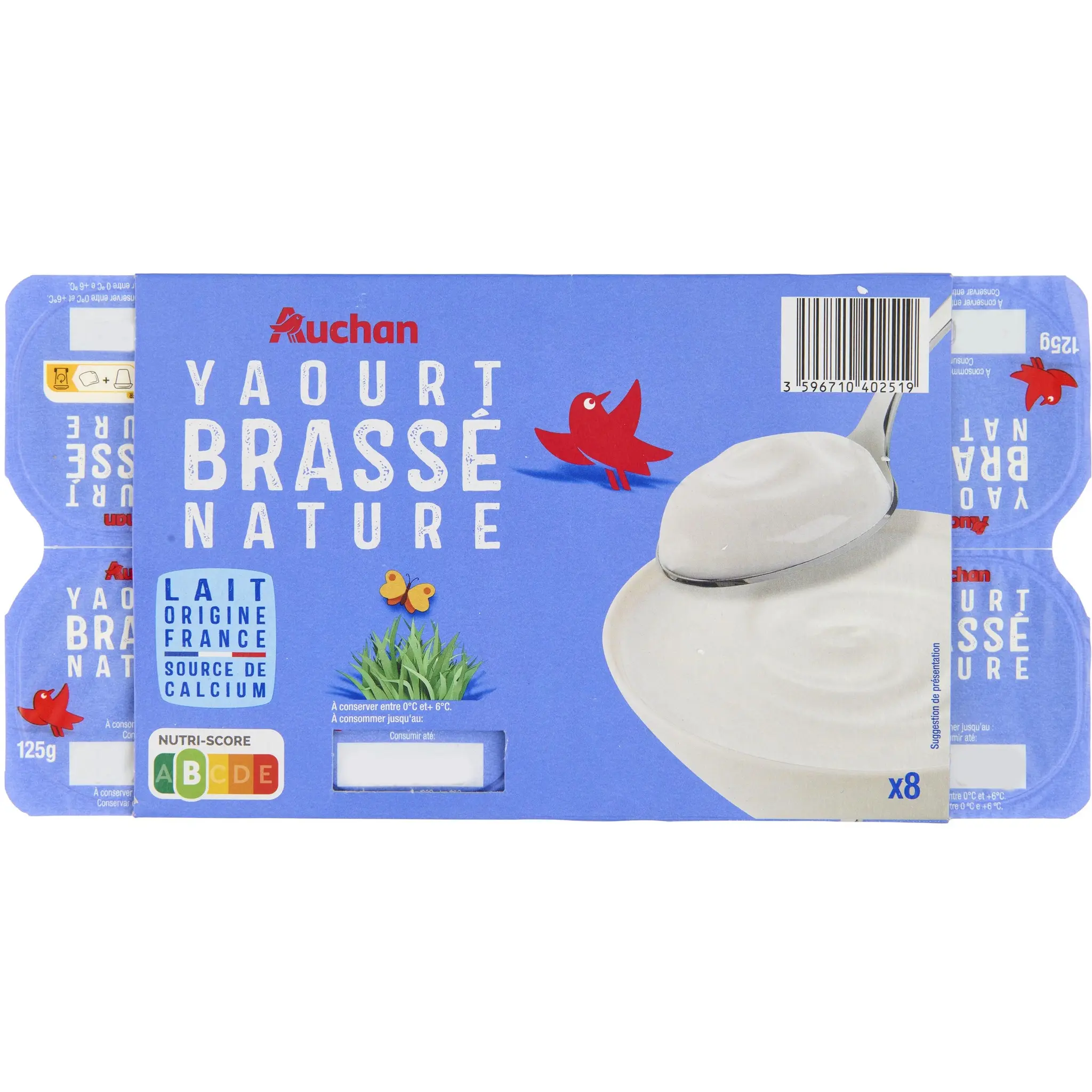 AUCHAN Yaourt brassé nature