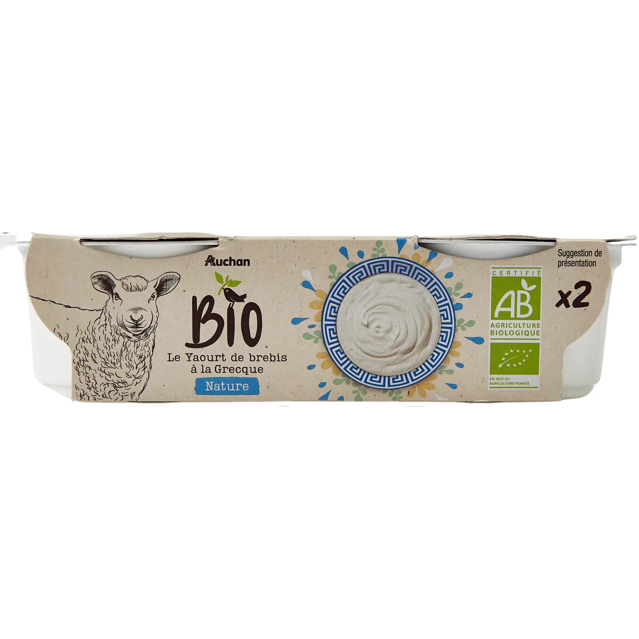 AUCHAN BIO Yaourt à la grecque au lait de brebis nature