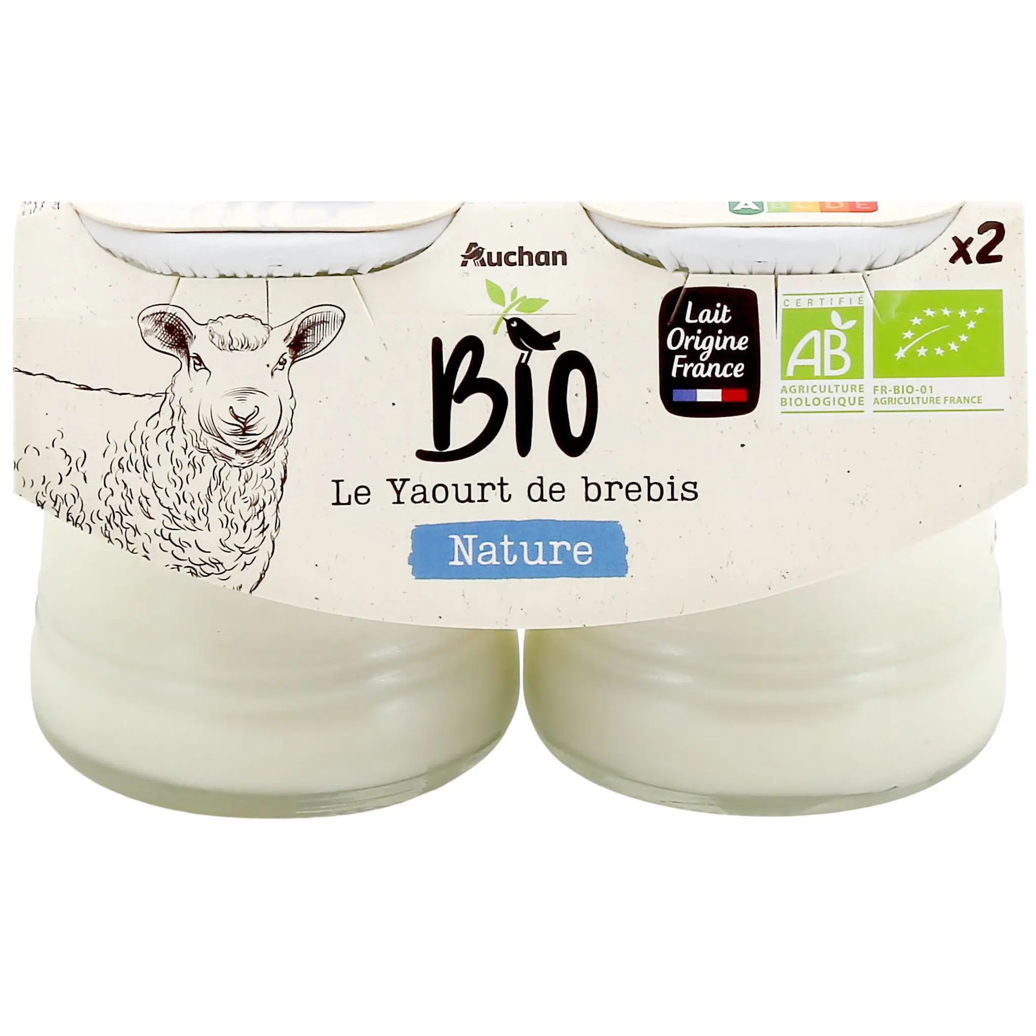 AUCHAN BIO Yaourt au lait de brebis nature