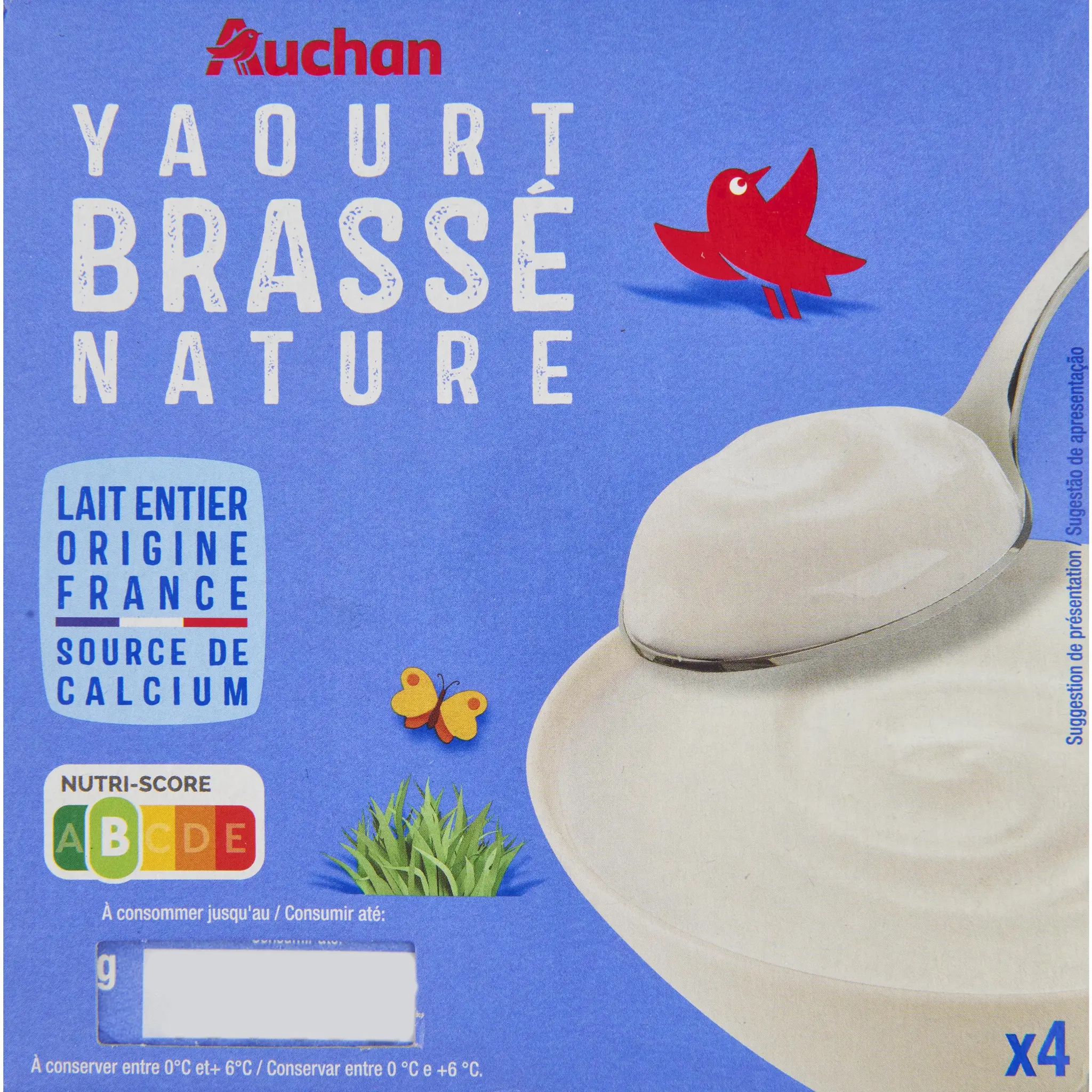 AUCHAN Yaourt brassé nature
