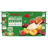 AUCHAN Yaourt aux fruits abricot pêche fraise cerise avec morceaux