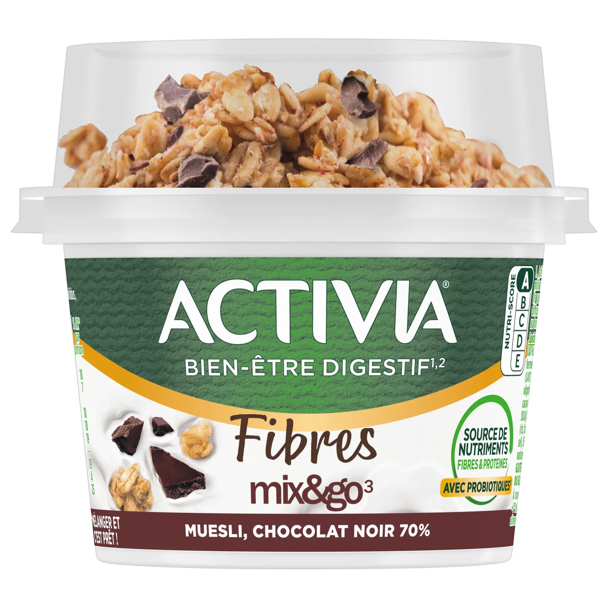 ACTIVIA Probiotiques - Yaourt au bifidus mix&go muesli cacao et noisettes
