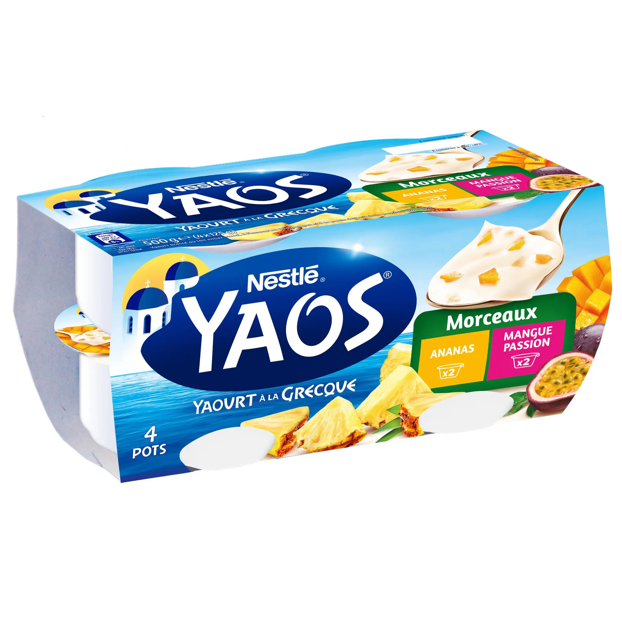 YAOS Yaourt brassé à l'ananas et à la mangue passion avec morceaux