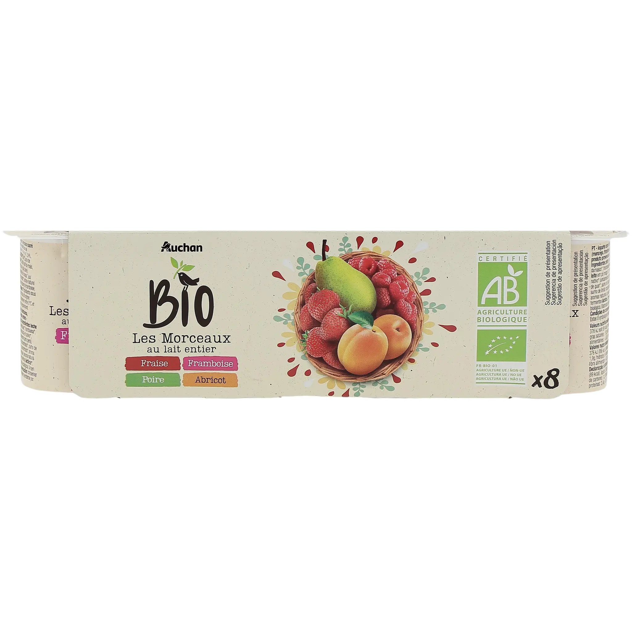 AUCHAN BIO Yaourt aux fruits avec morceaux