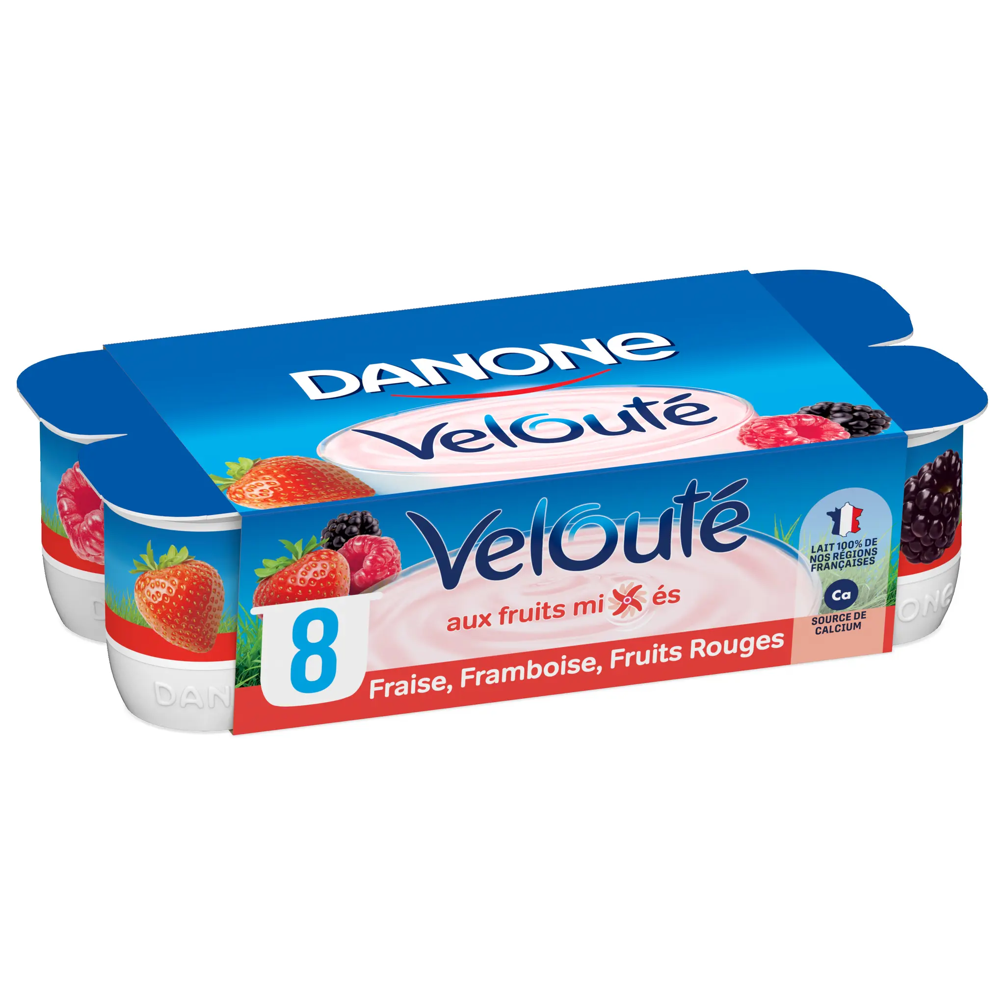 DANONE Velouté Yaourt brassé aux fruits mixés fraise framboise fruits rouges