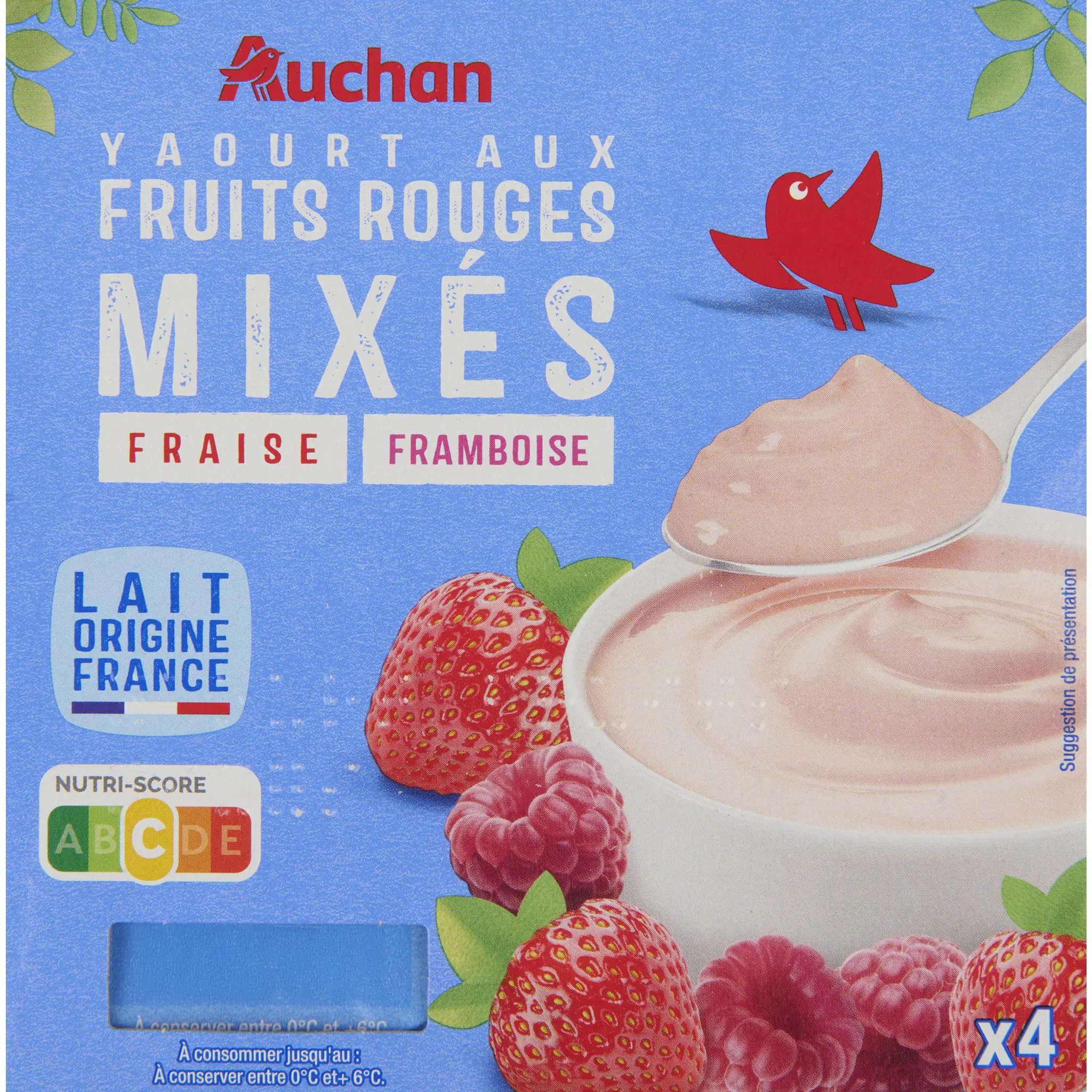 AUCHAN Les mixés - Yaourt brassé à la fraise-framboise-fruits rouges