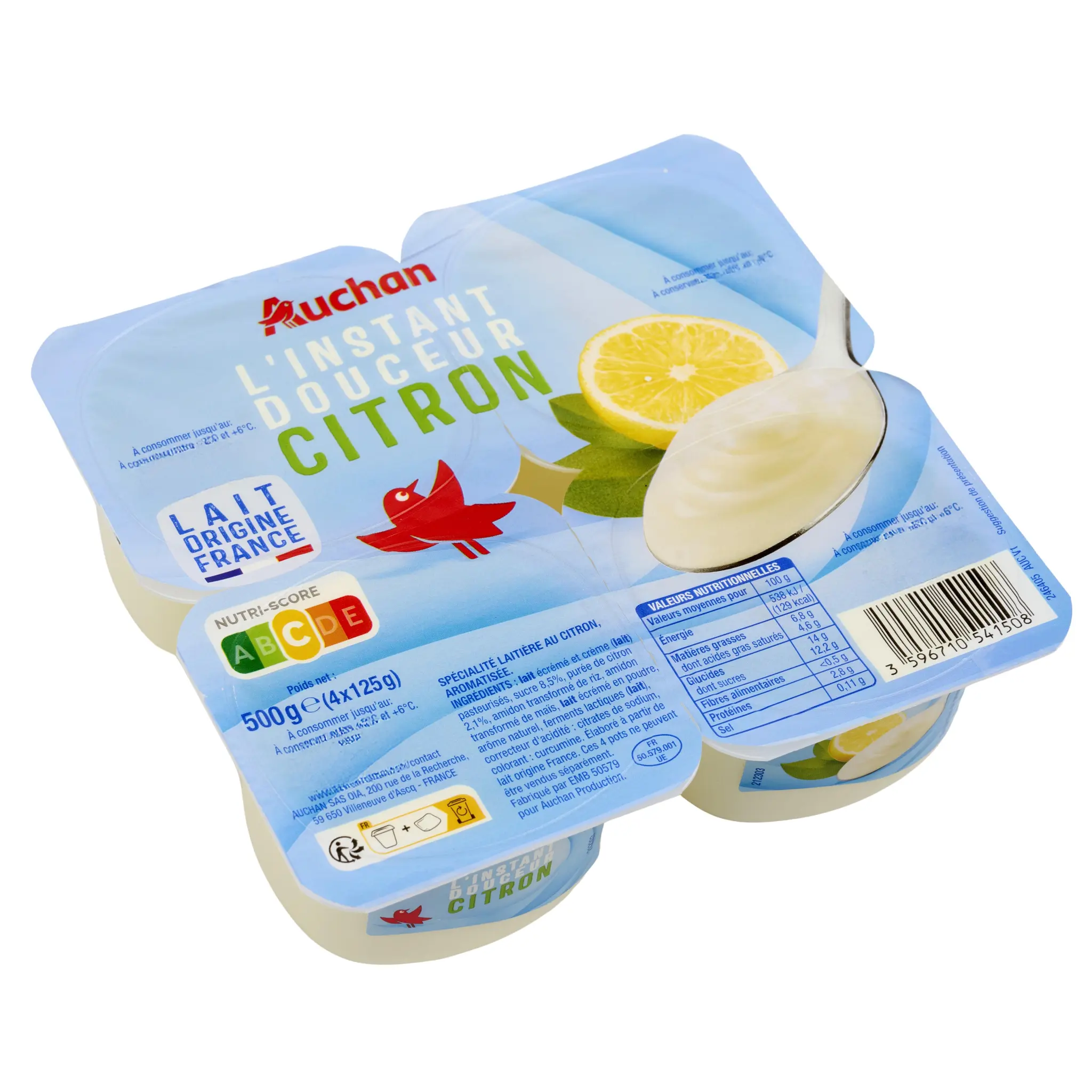 AUCHAN L'instant douceur spécialité laitière au citron
