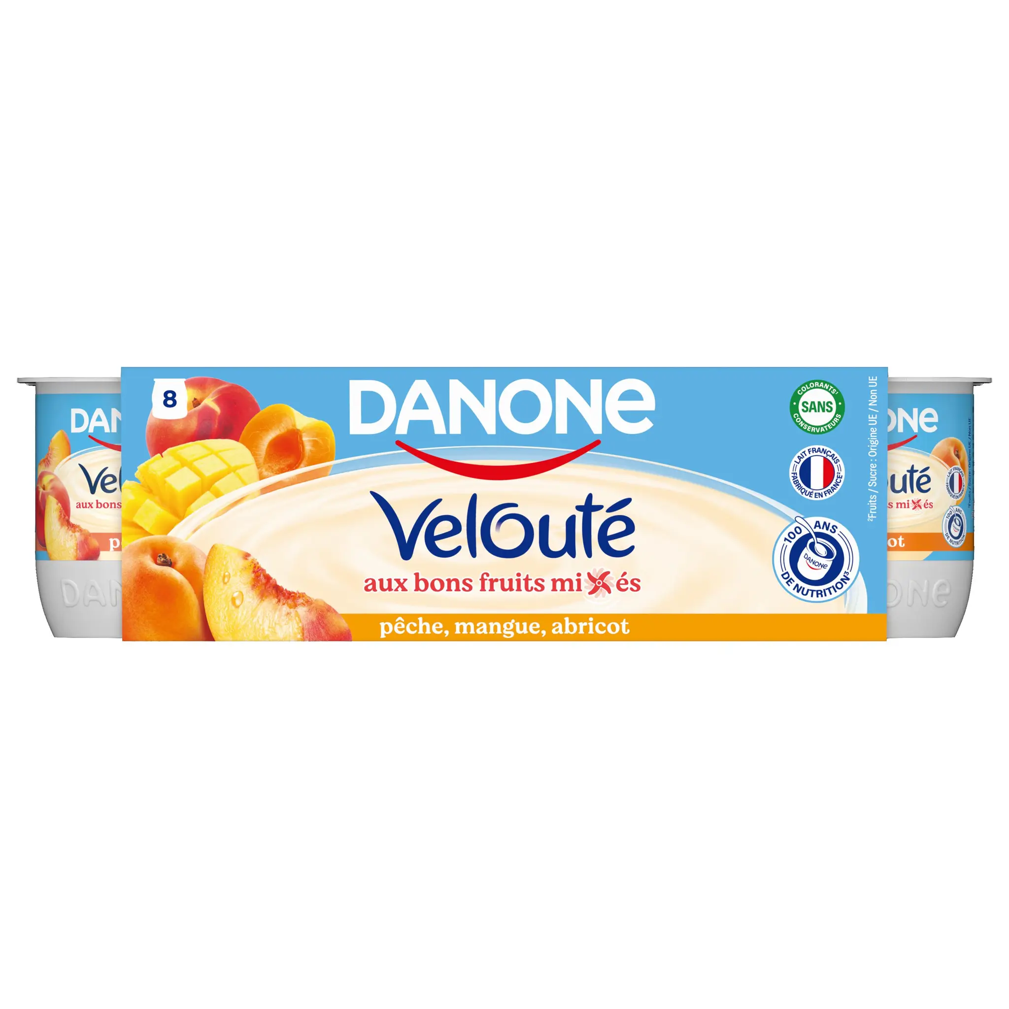 DANONE Velouté Yaourt brassé aux fruits mixés pêche mangue abricot