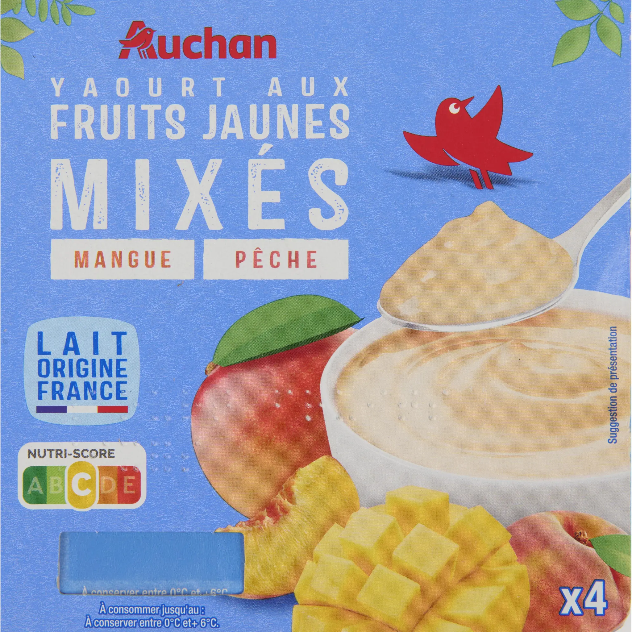 AUCHAN Les mixés - Yaourt brassé à la mangue-abricot-nectarine