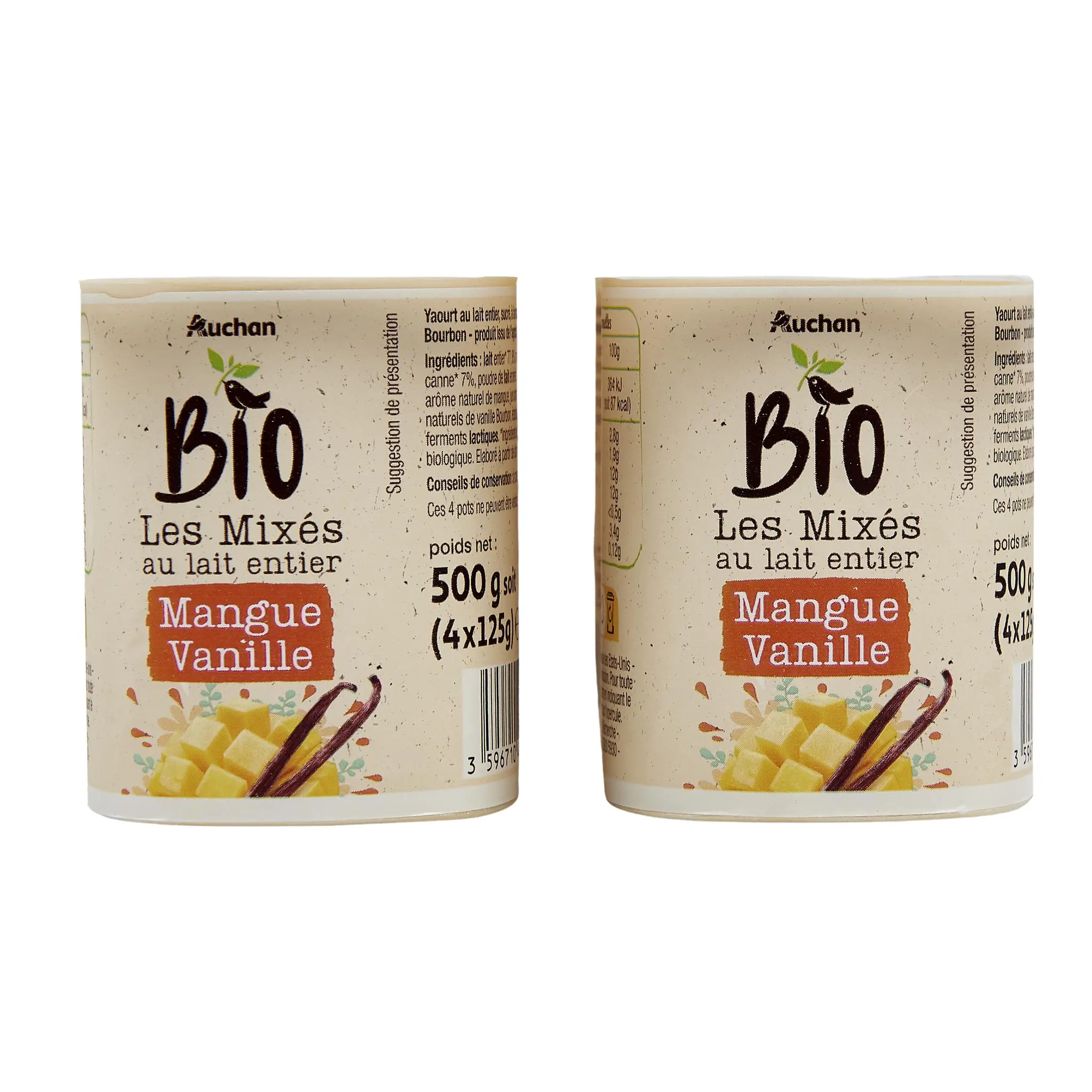 AUCHAN BIO Yaourt mixé mangue vanille