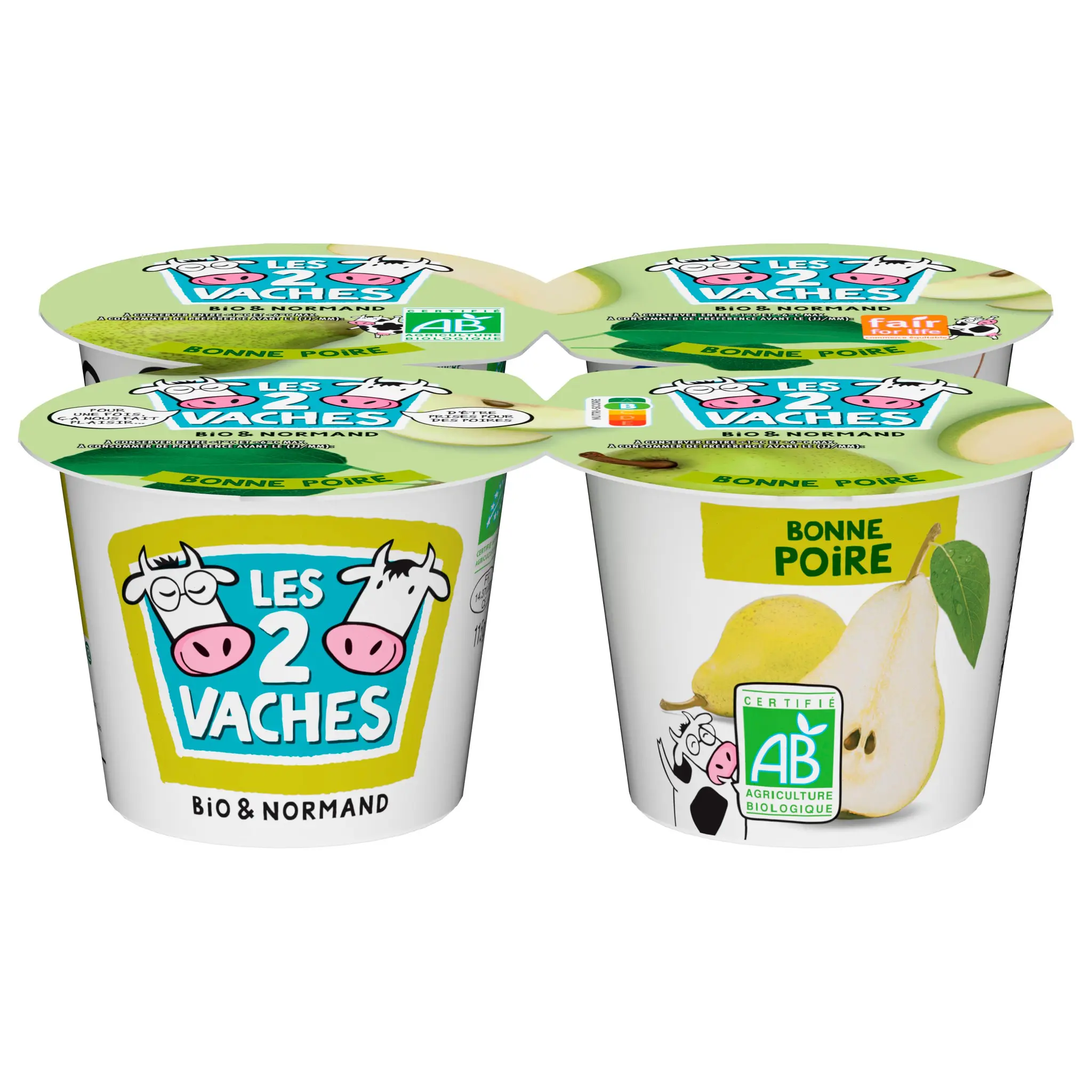 LES 2 VACHES Yaourt brassé bio aux bonnes poires