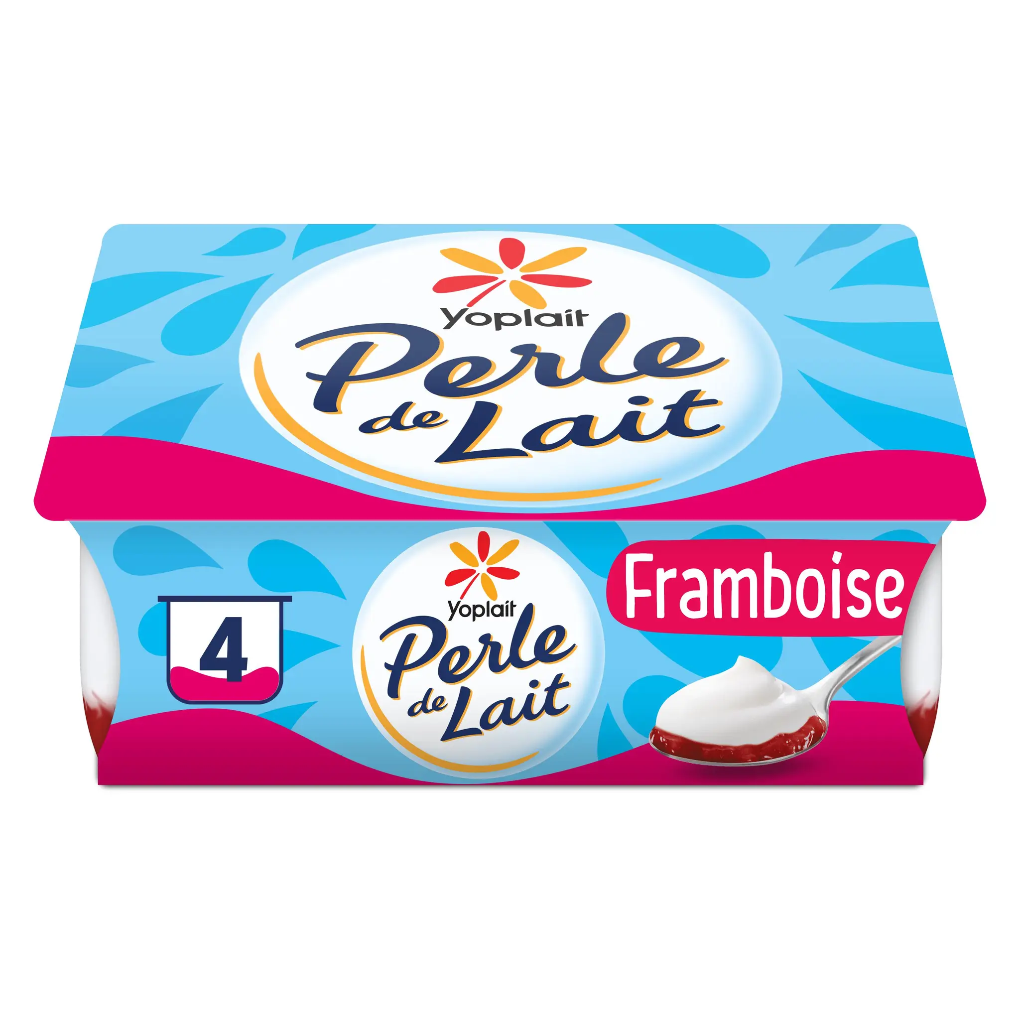 PERLE DE LAIT Yaourt brassé nature sur lit de framboise