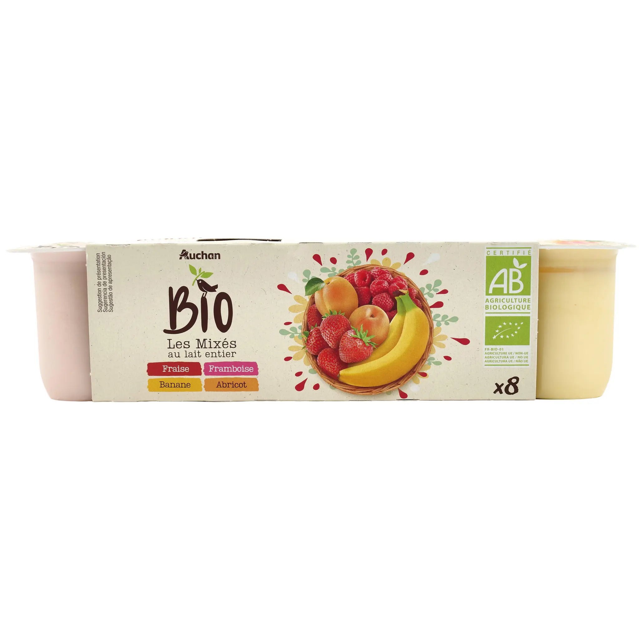 AUCHAN BIO Yaourt brassé aux fruits mixés