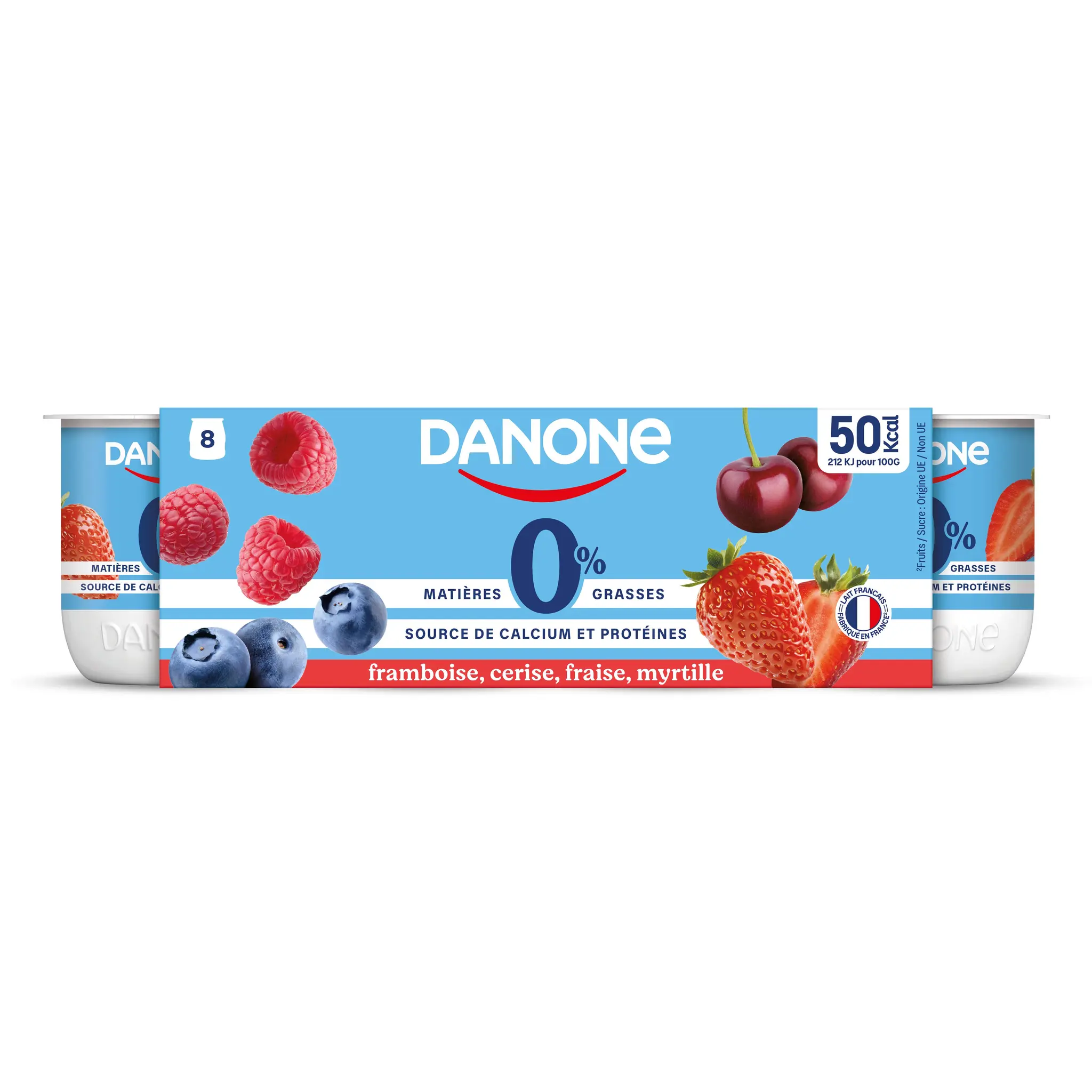 DANONE Yaourt brassé allégé framboise fraise mûre myrtille 0% MG