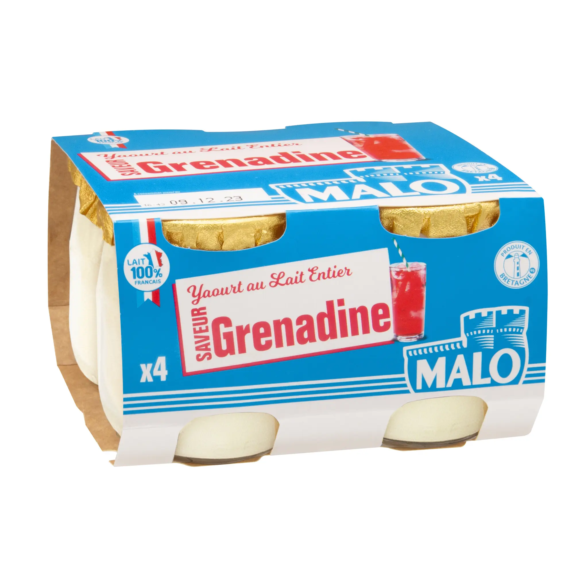 MALO Yaourt au lait entier aromatisé grenadine