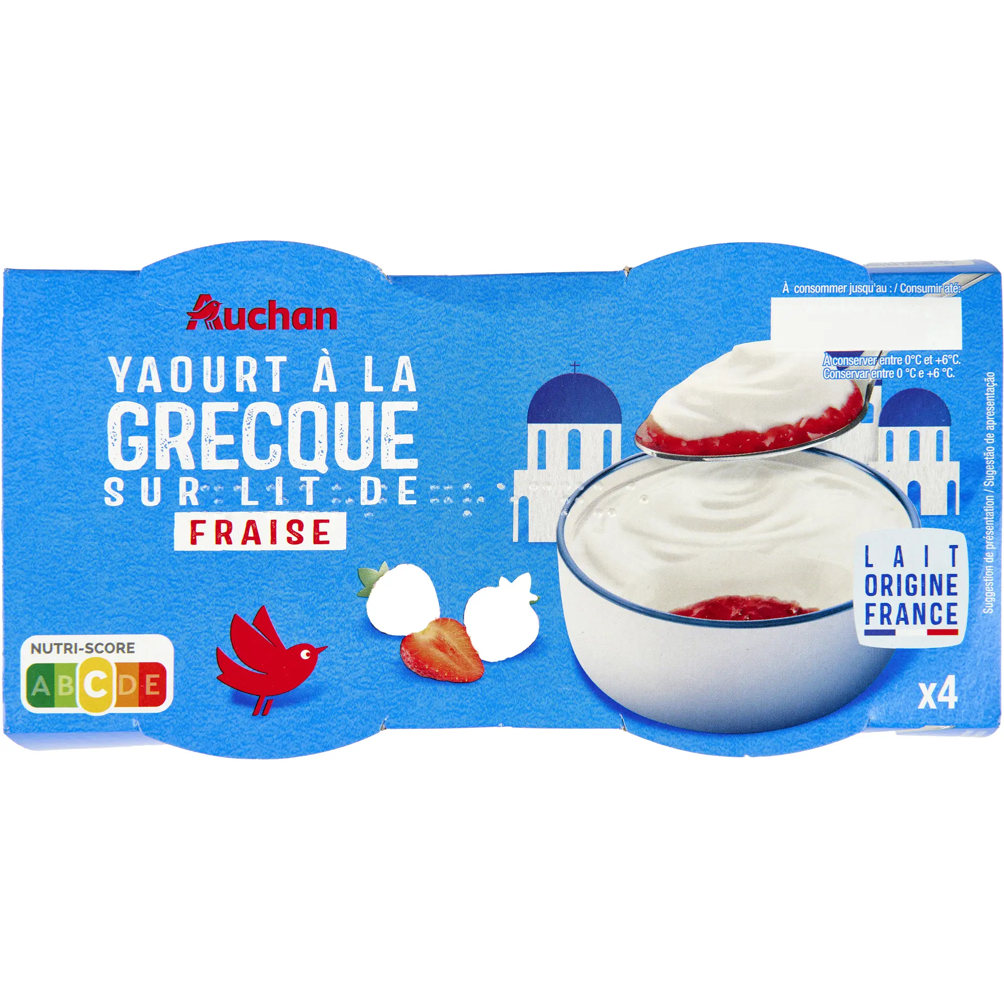AUCHAN Yaourt à la grecque sur lit de fraises