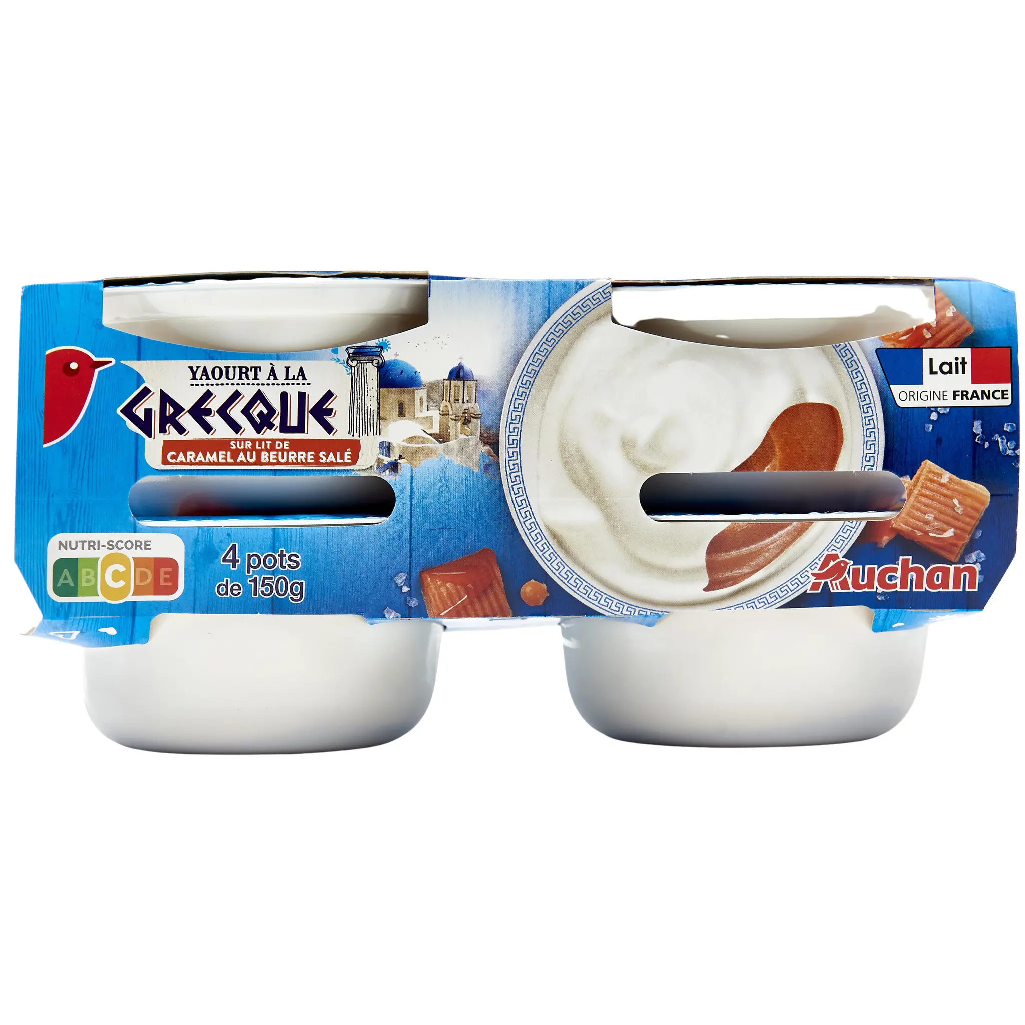 AUCHAN Yaourt à la grecque sur lit de caramel au beurre salé
