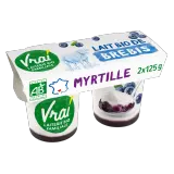 VRAI Yaourt au lait de brebis sur lit de myrtilles bio