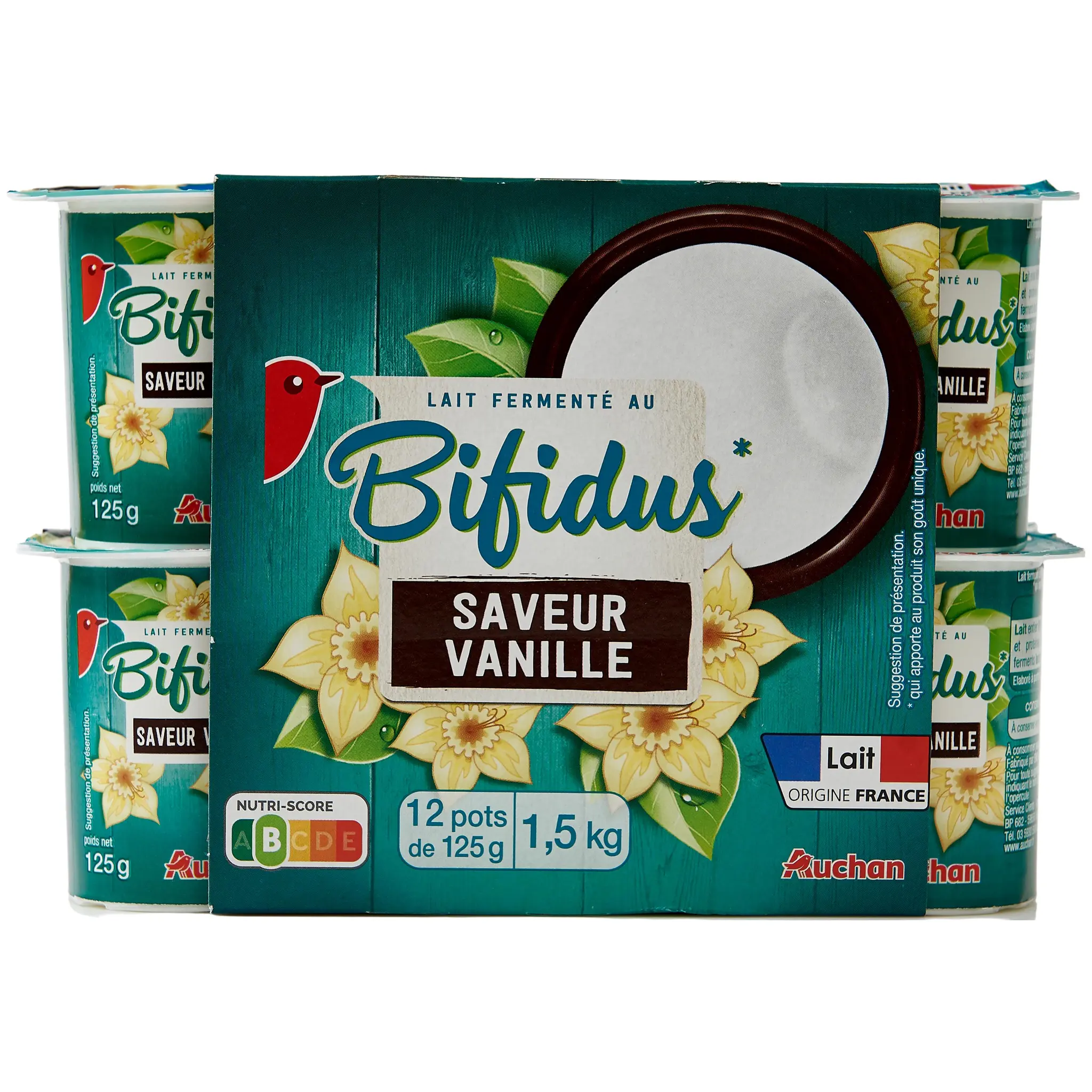 AUCHAN Yaourt au bifidus à la vanille