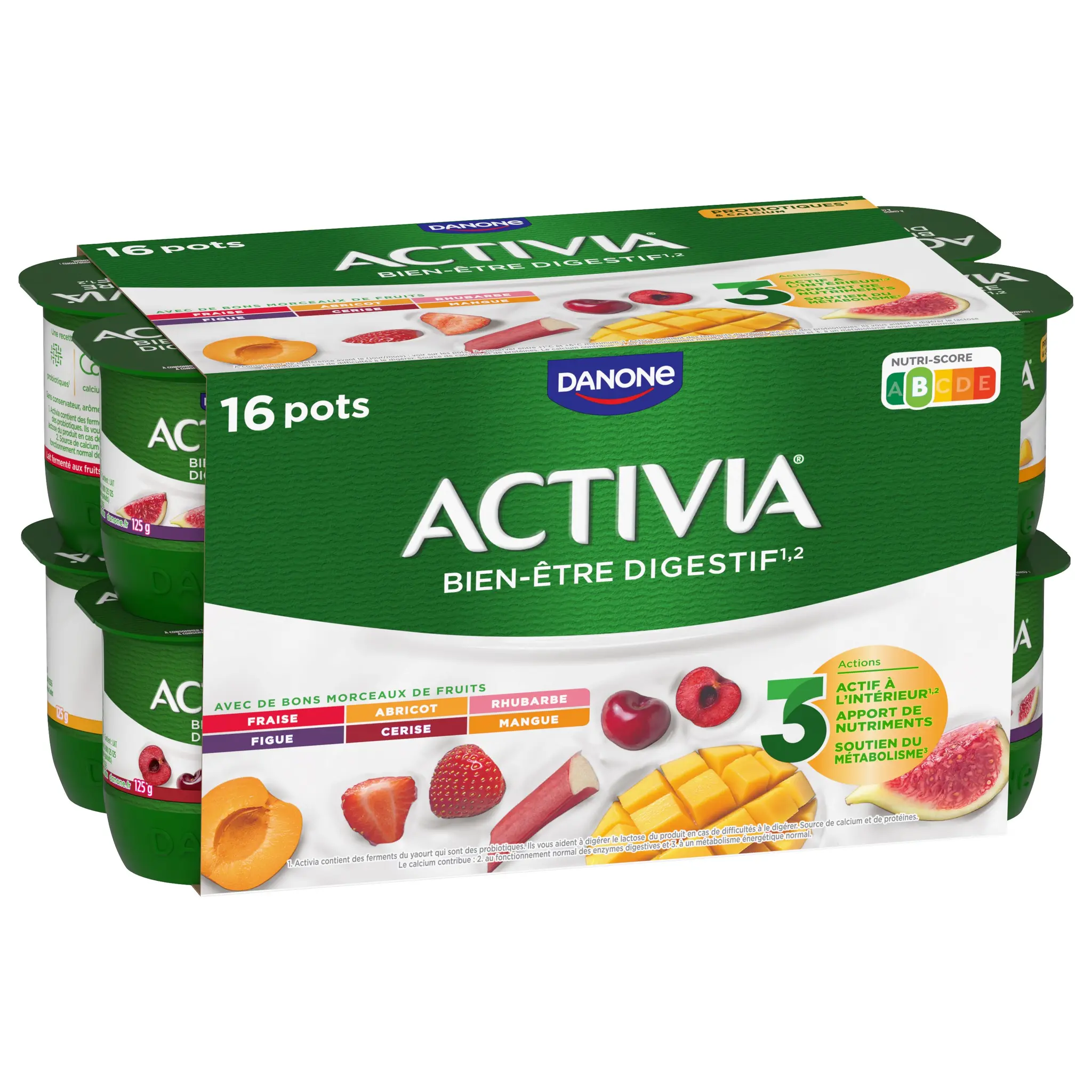 ACTIVIA Probiotiques - Yaourt au bifidus aux fruits panachés avec morceaux